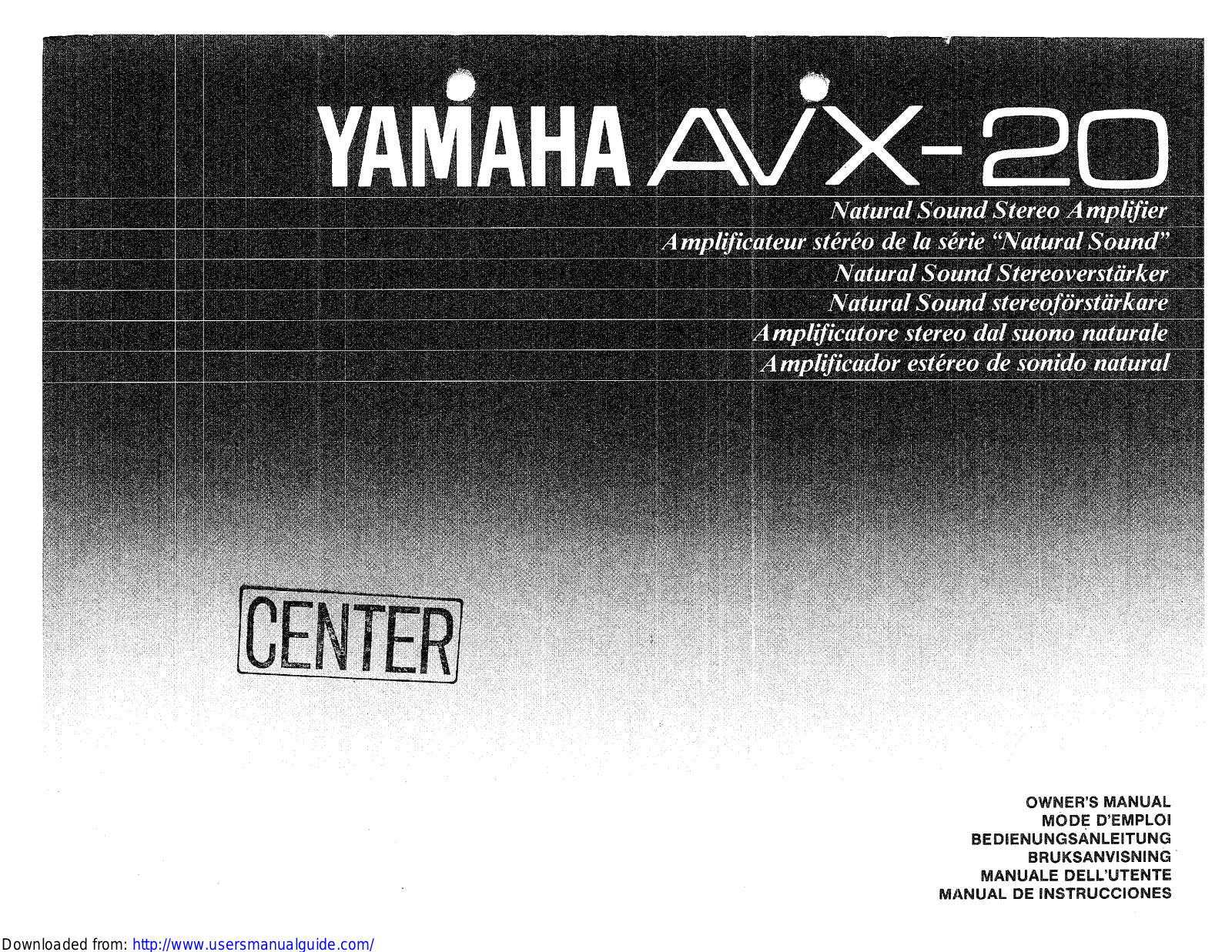 Yamaha Audio AVX-20 User Manual