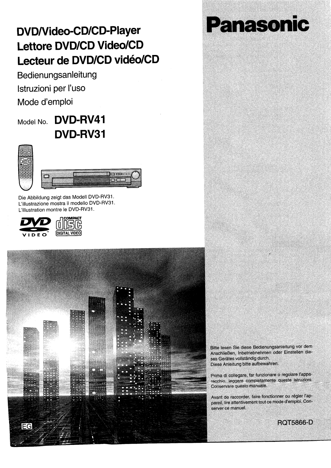 PANASONIC DVD-RV31, DVD-RV41, DVD-RV41EG User Manual