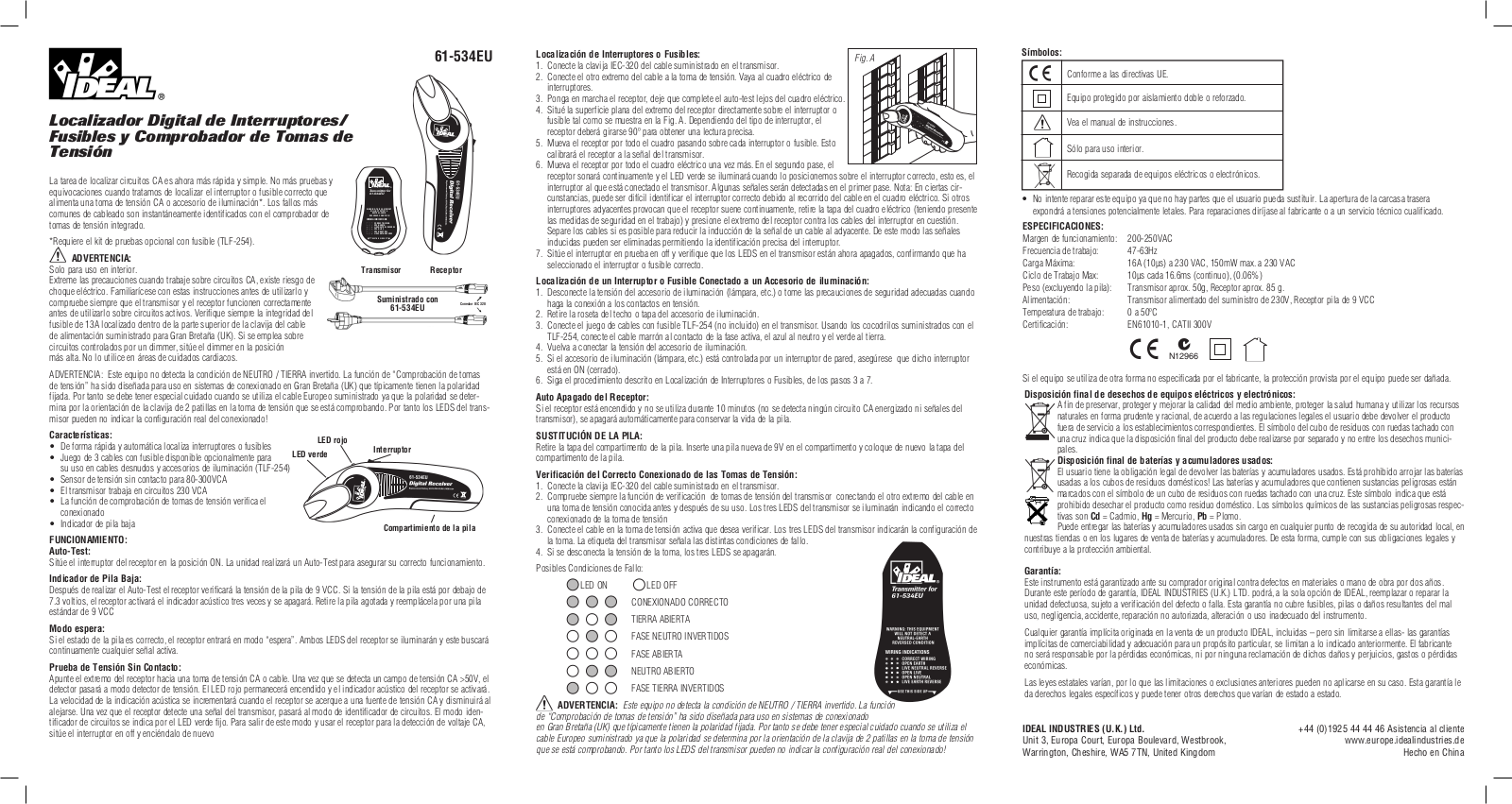 IDEAL Electrical 61-534EU Instruction Sheet