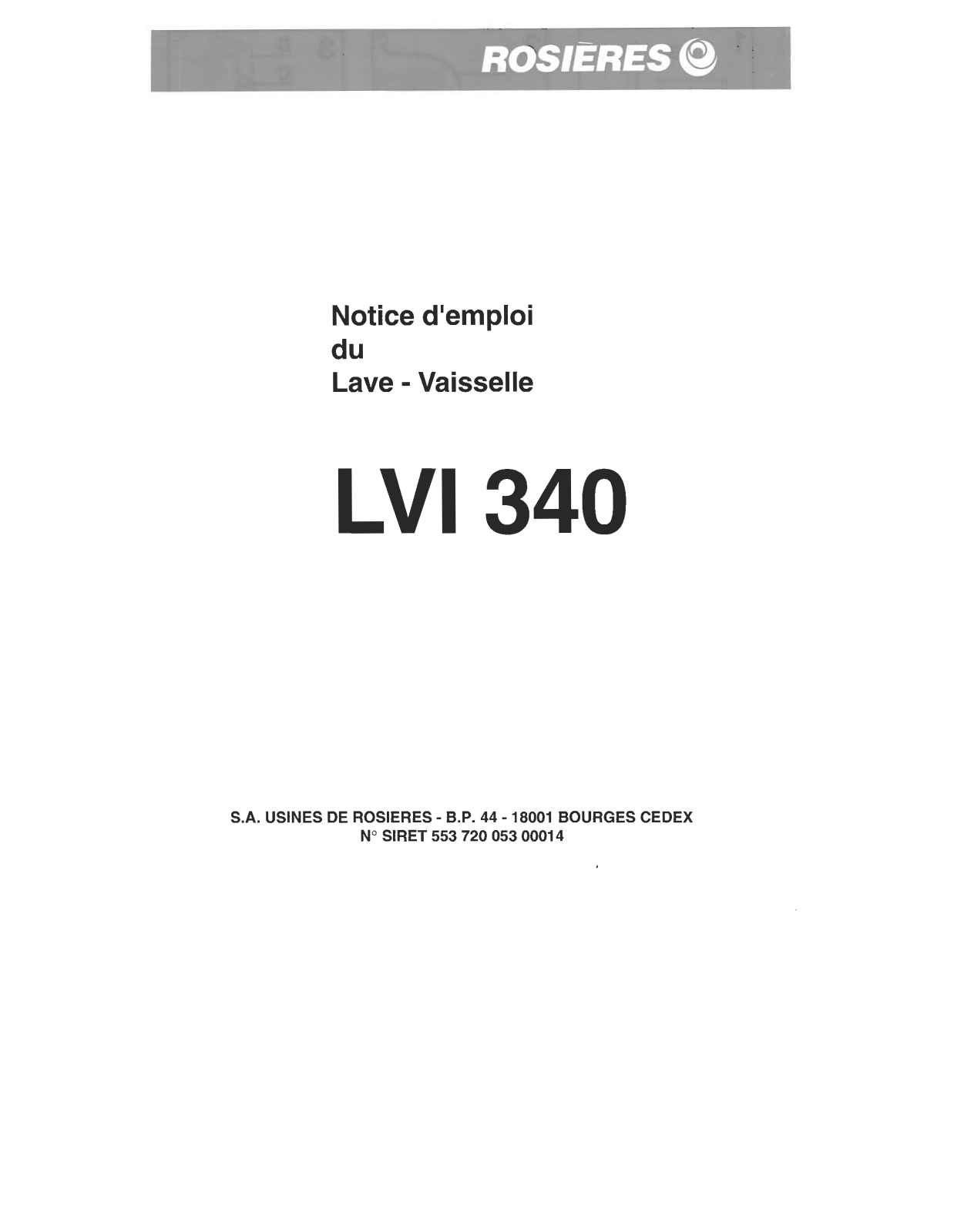 ROSIERES LVI 340 User Manual