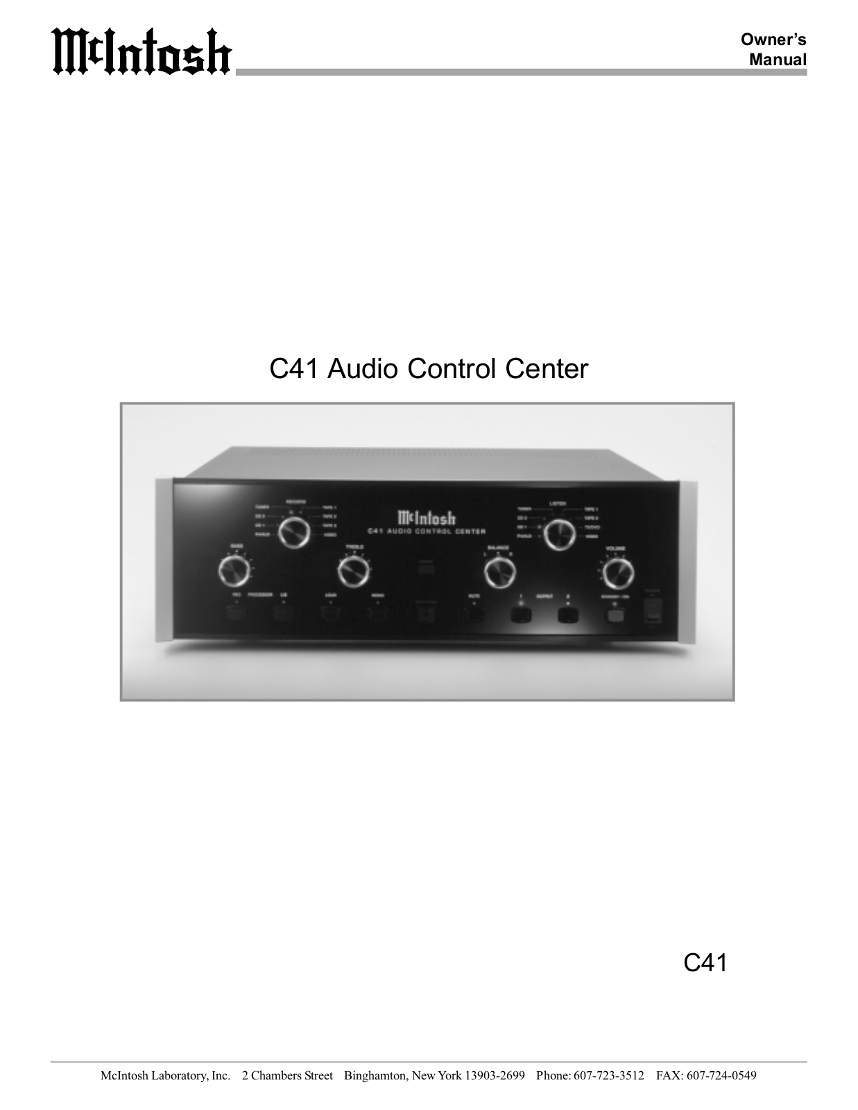 McIntosh C41 User Manual