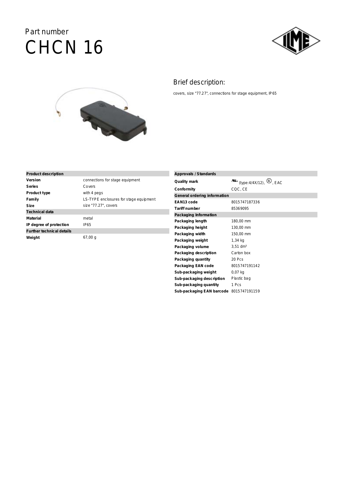 ILME CHCN-16 Data Sheet