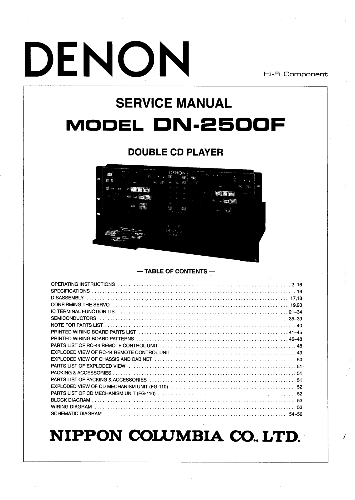 Denon DN-2500F Service Manual