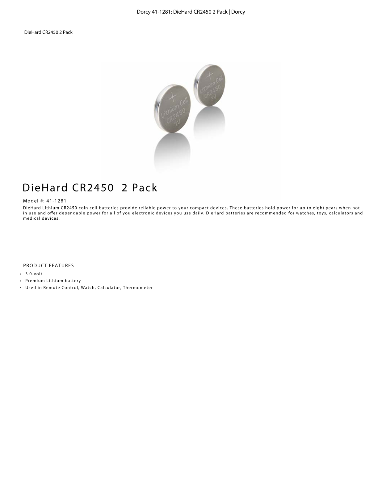 DieHard 41-1281 Data Sheet - ManualMachine.com