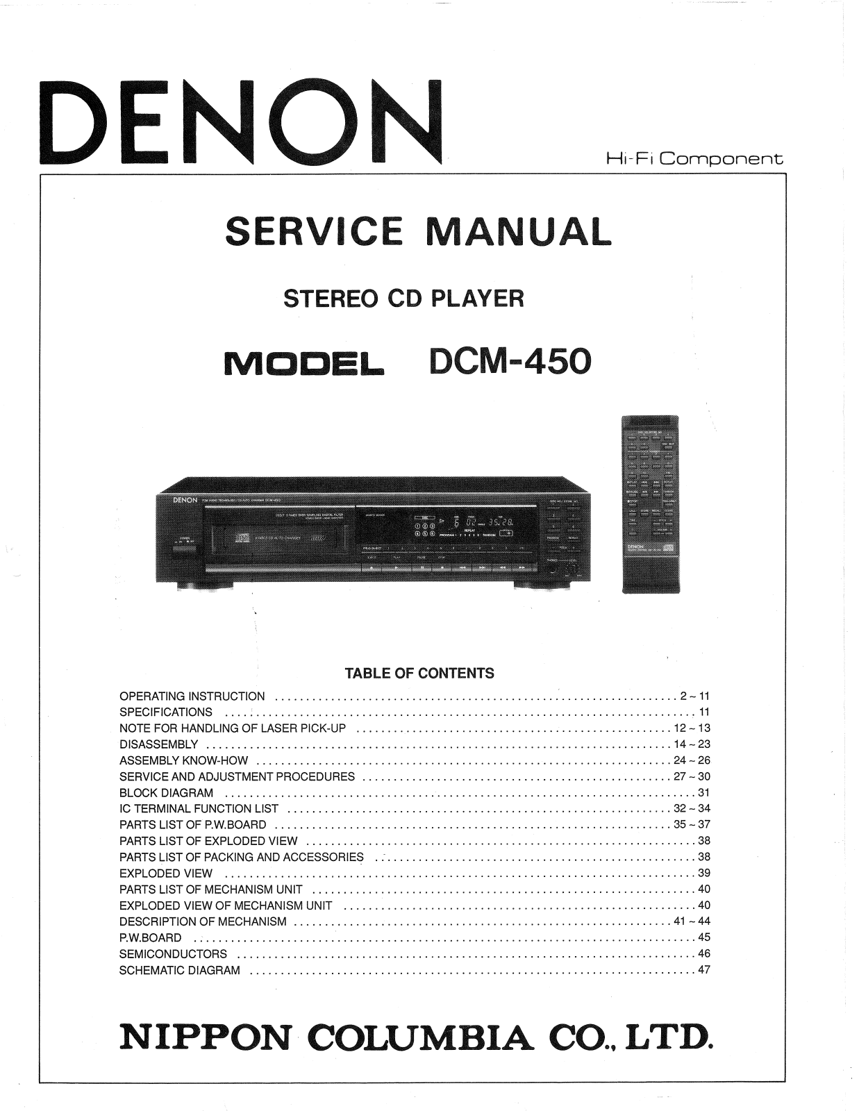 Denon DCM-450 Service Manual