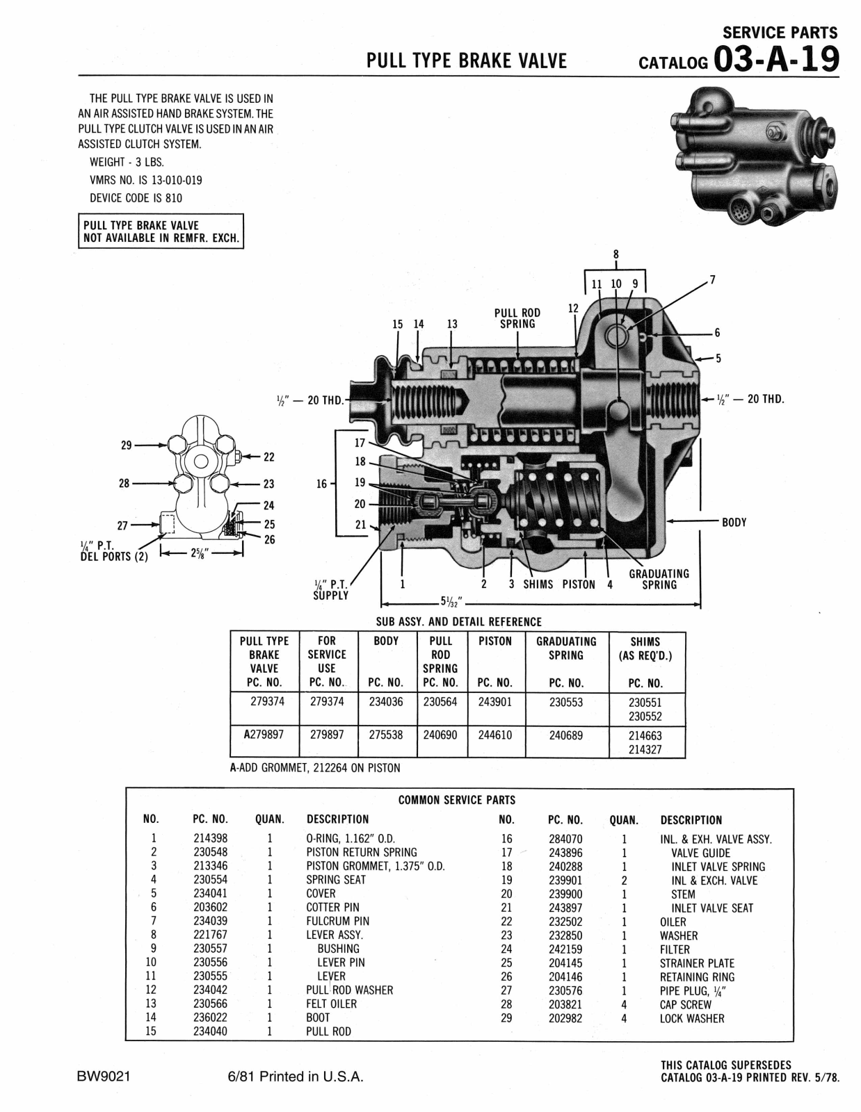 BENDIX 03-A-19 User Manual