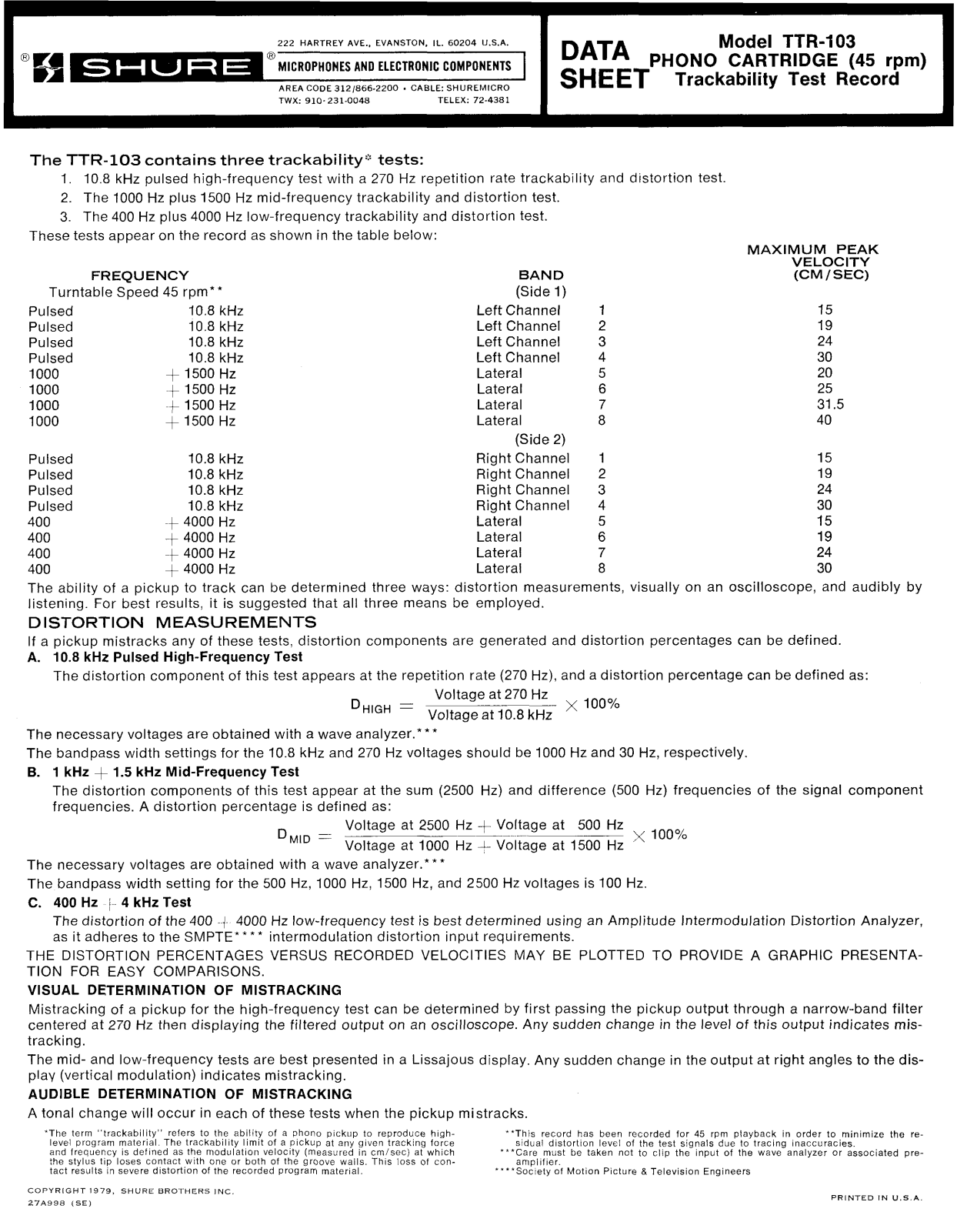 Shure Phonograph TTR-103 User Guide - ManualMachine.com