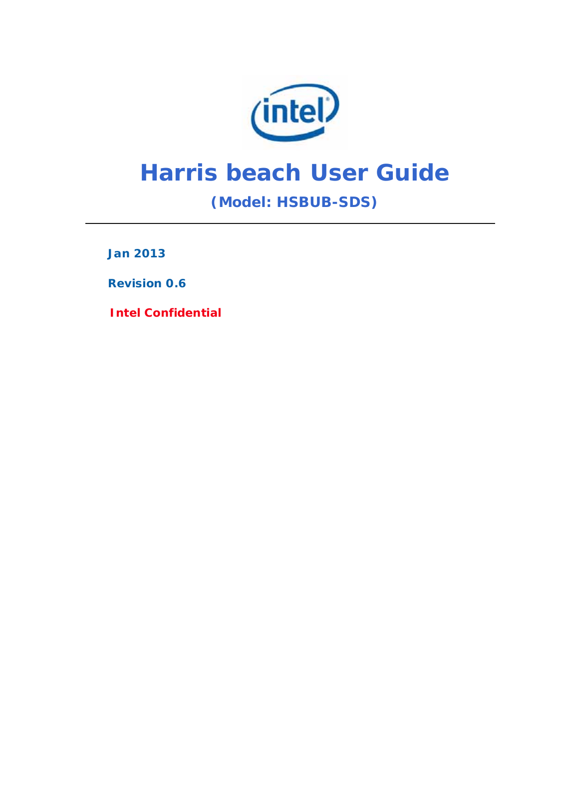 Intel HSBUB SDS User Manual