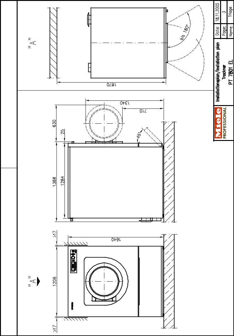 Miele PT 7801 EL Installációs terv