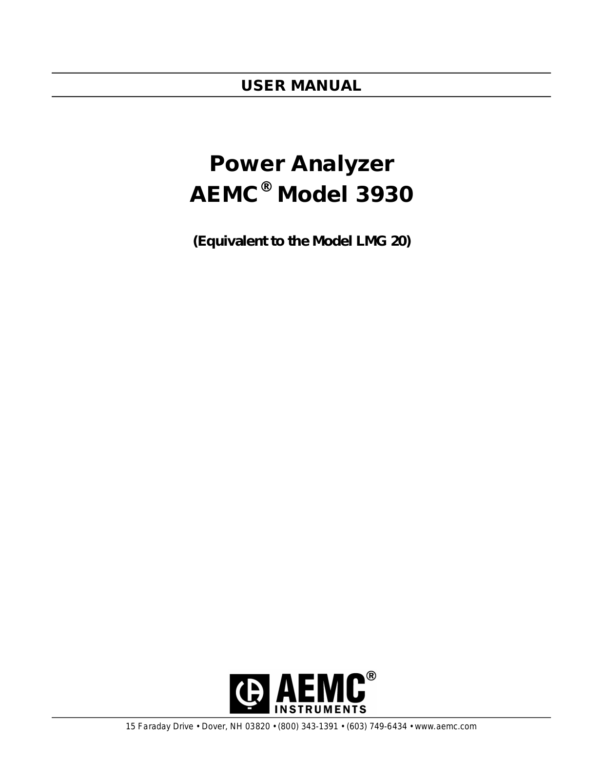 Aemc instruments 3930 User Manual