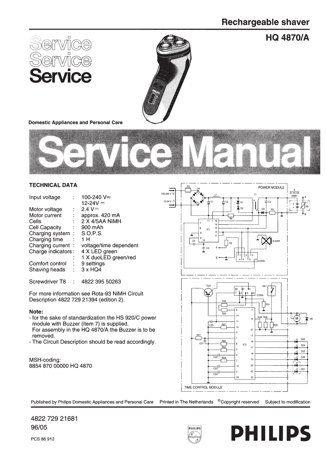 Philips HQ4870A Service Manual