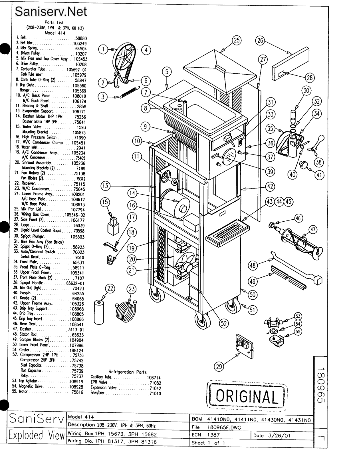 SaniServ 414 Parts Diagram