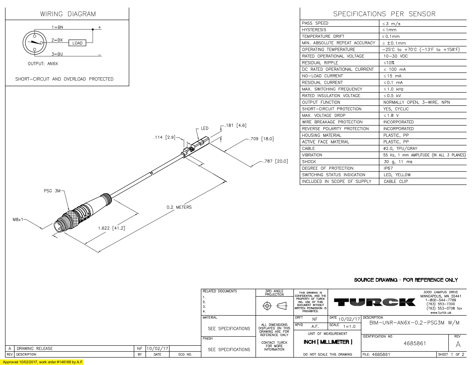 Turck BIM-UNR-AN6X-0.2-PSG3MW/M Data Sheet