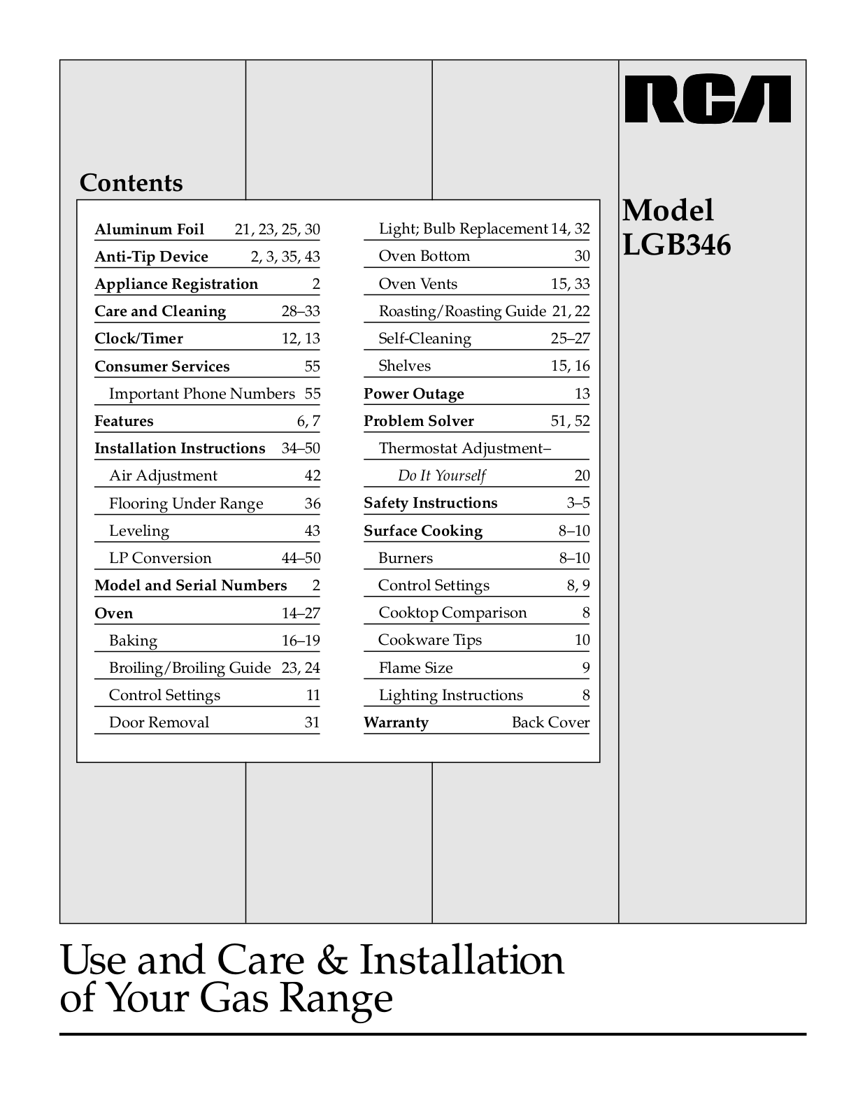 GE LGB346 Use and Care Manual