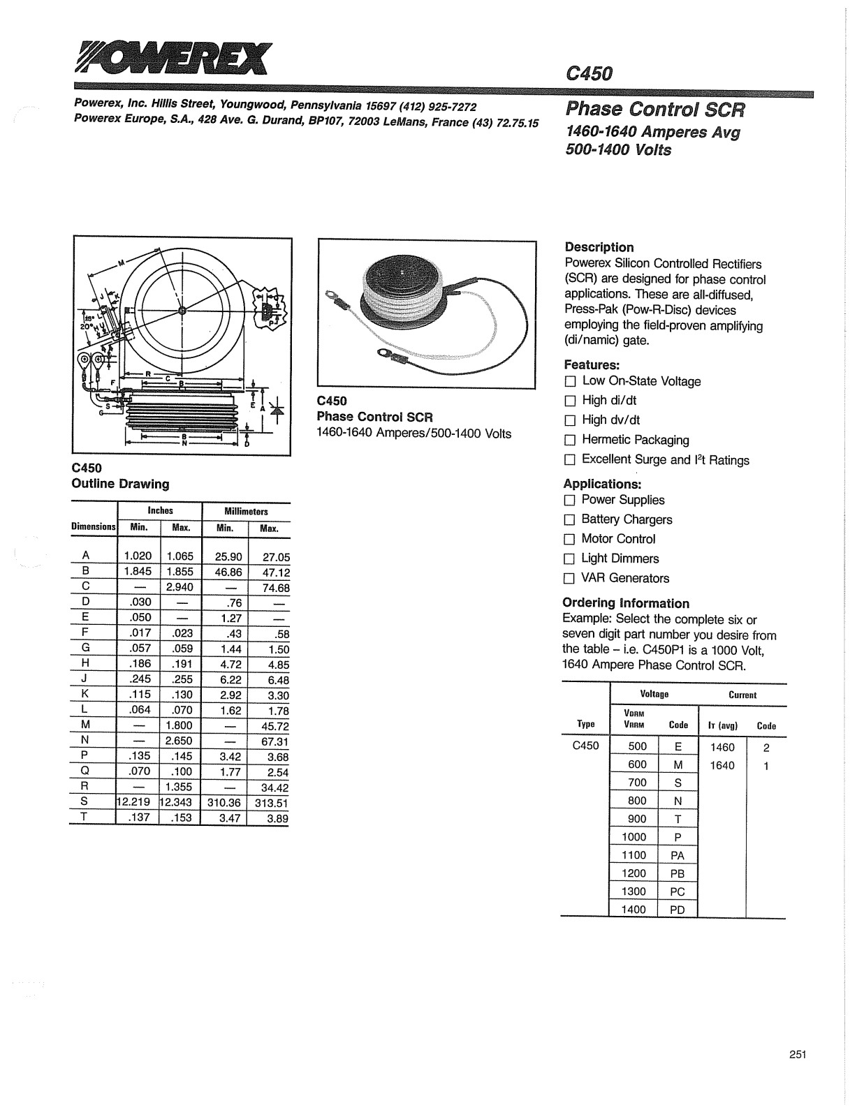 Powerex C450 Data Sheet