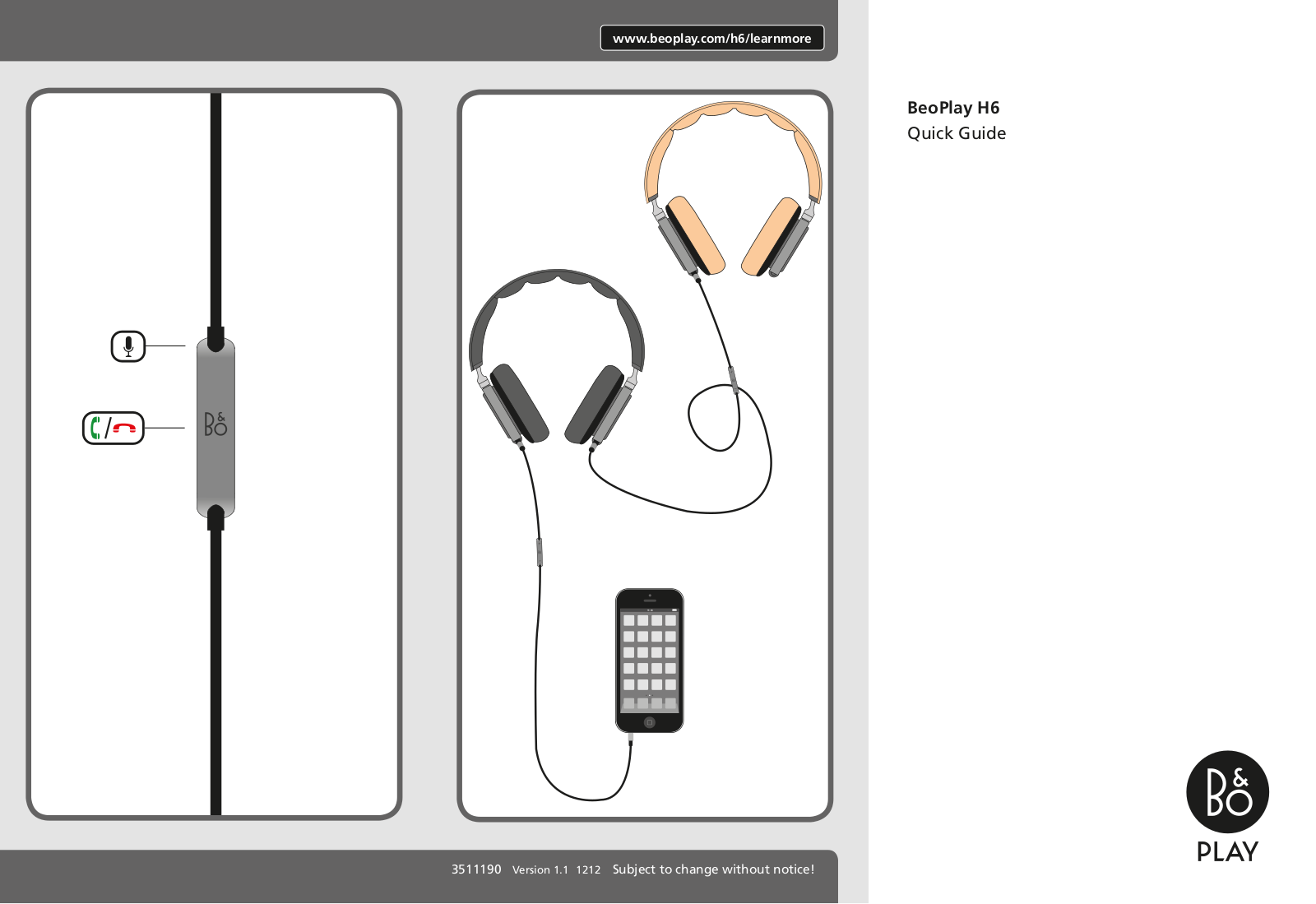 Bang & Olufsen BeoPlay H6 User Manual