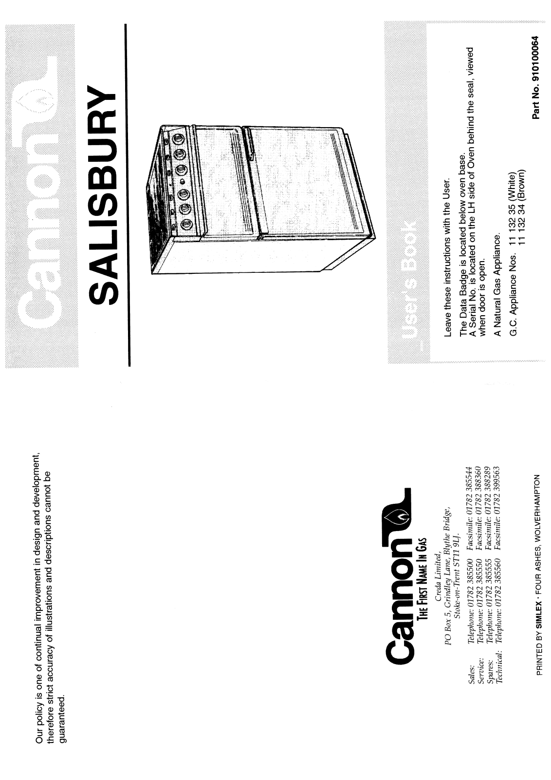 Cannon HB10175G User Manual