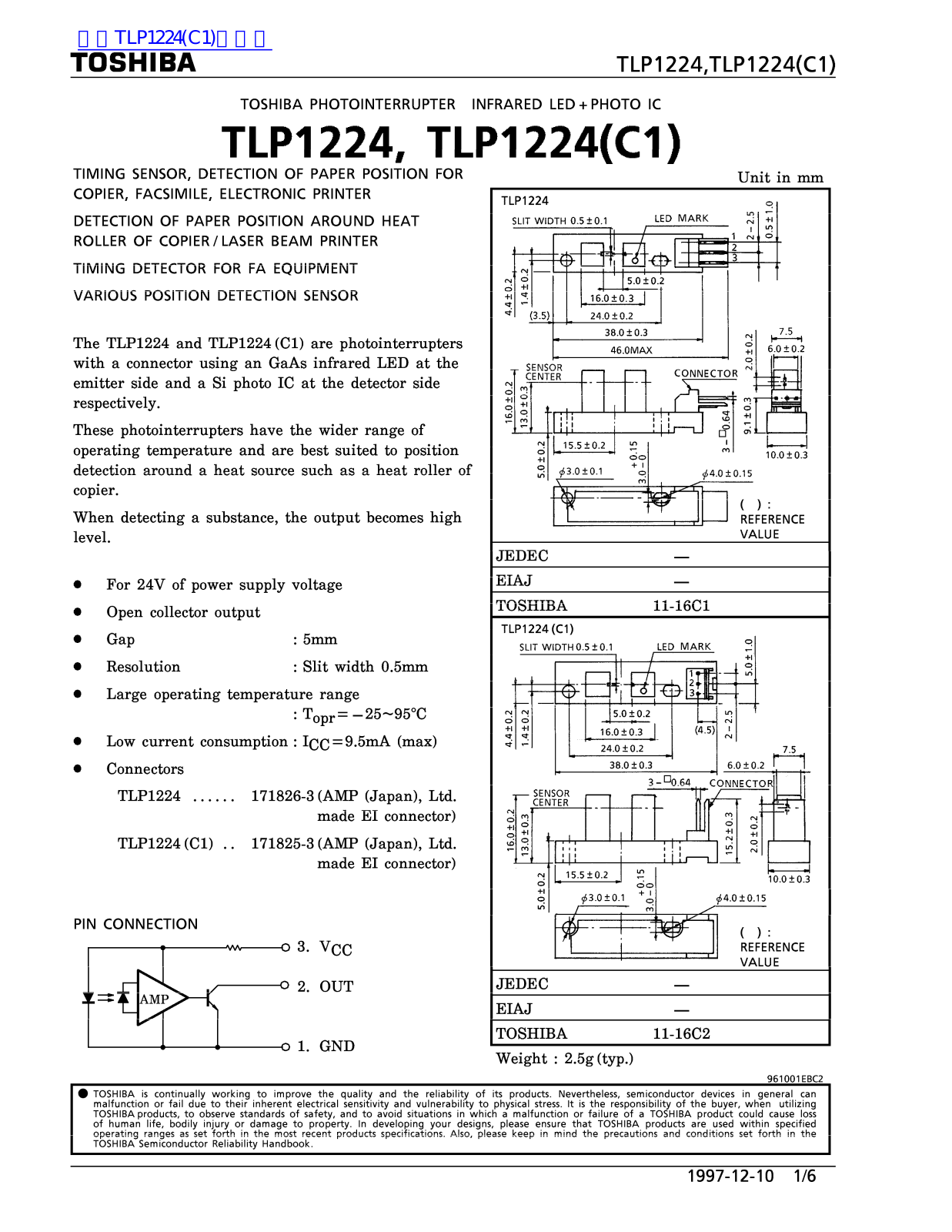 TOSHIBA TLP1224-C1 Technical data