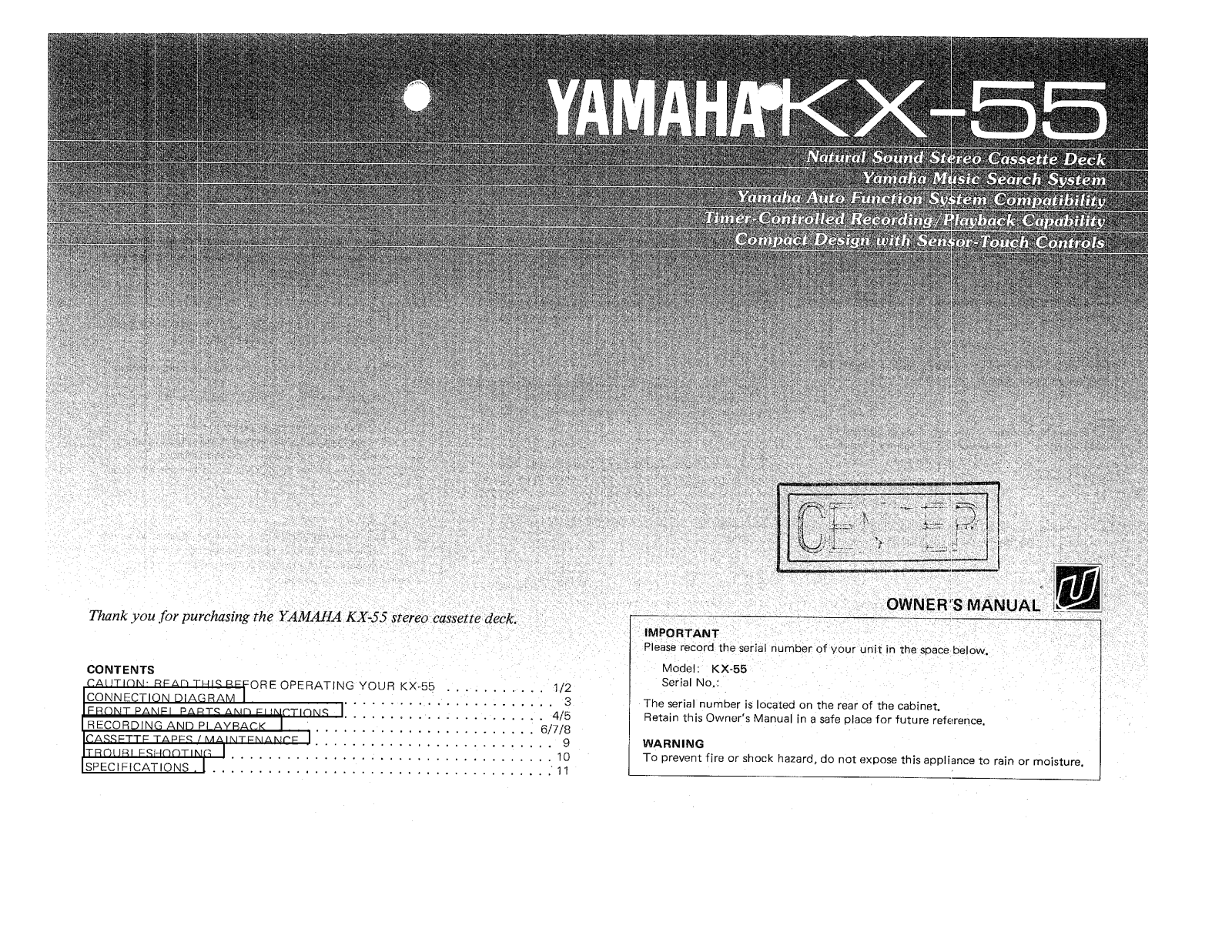 Yamaha KX-55 User Manual