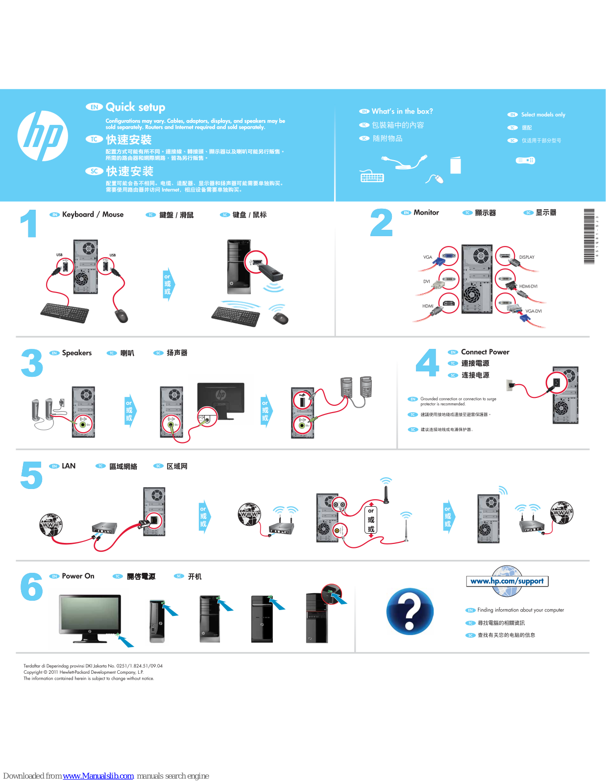 HP Pavilion Slimline s5-1100 Setup Poster - ManualMachine.com