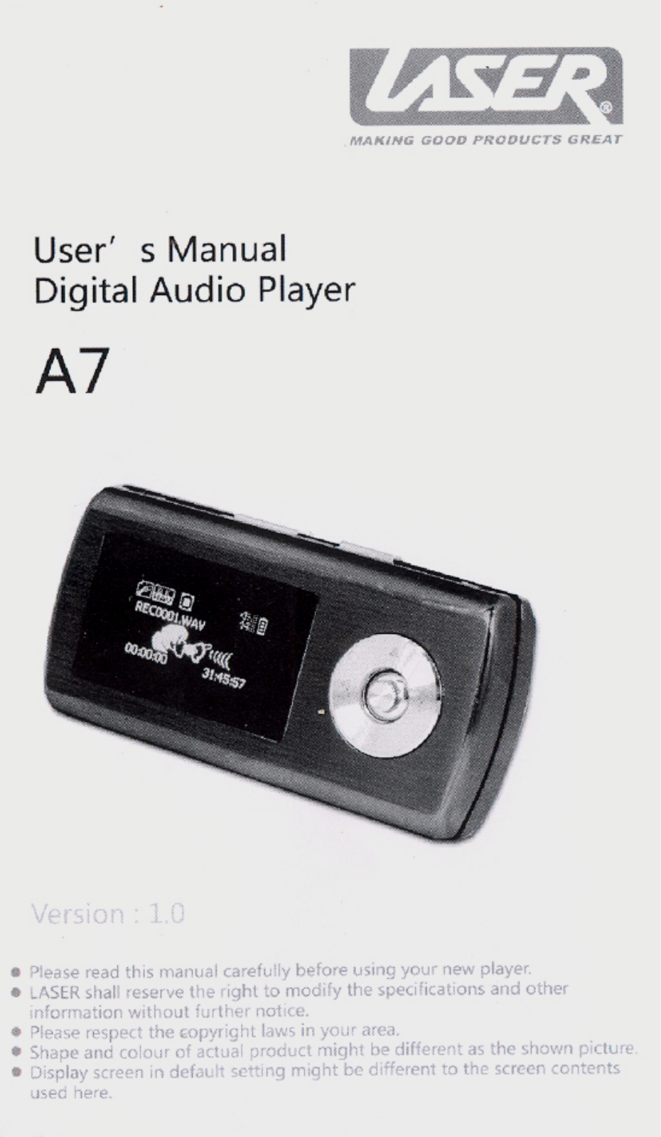 Laser MP3-A7 User Manual - ManualMachine.com
