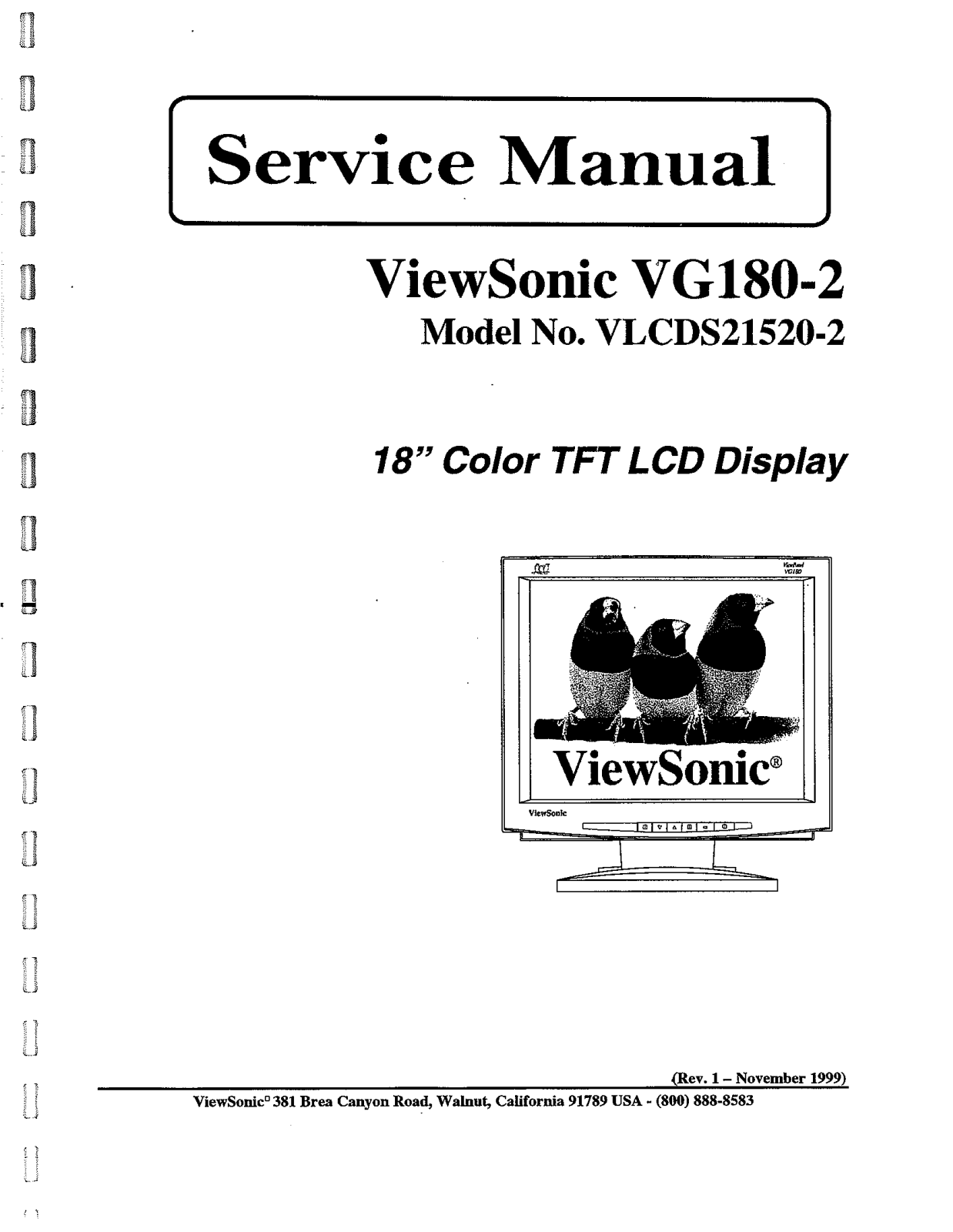 ViewSonic VG180-2,VLCDS21520-2 Service manual