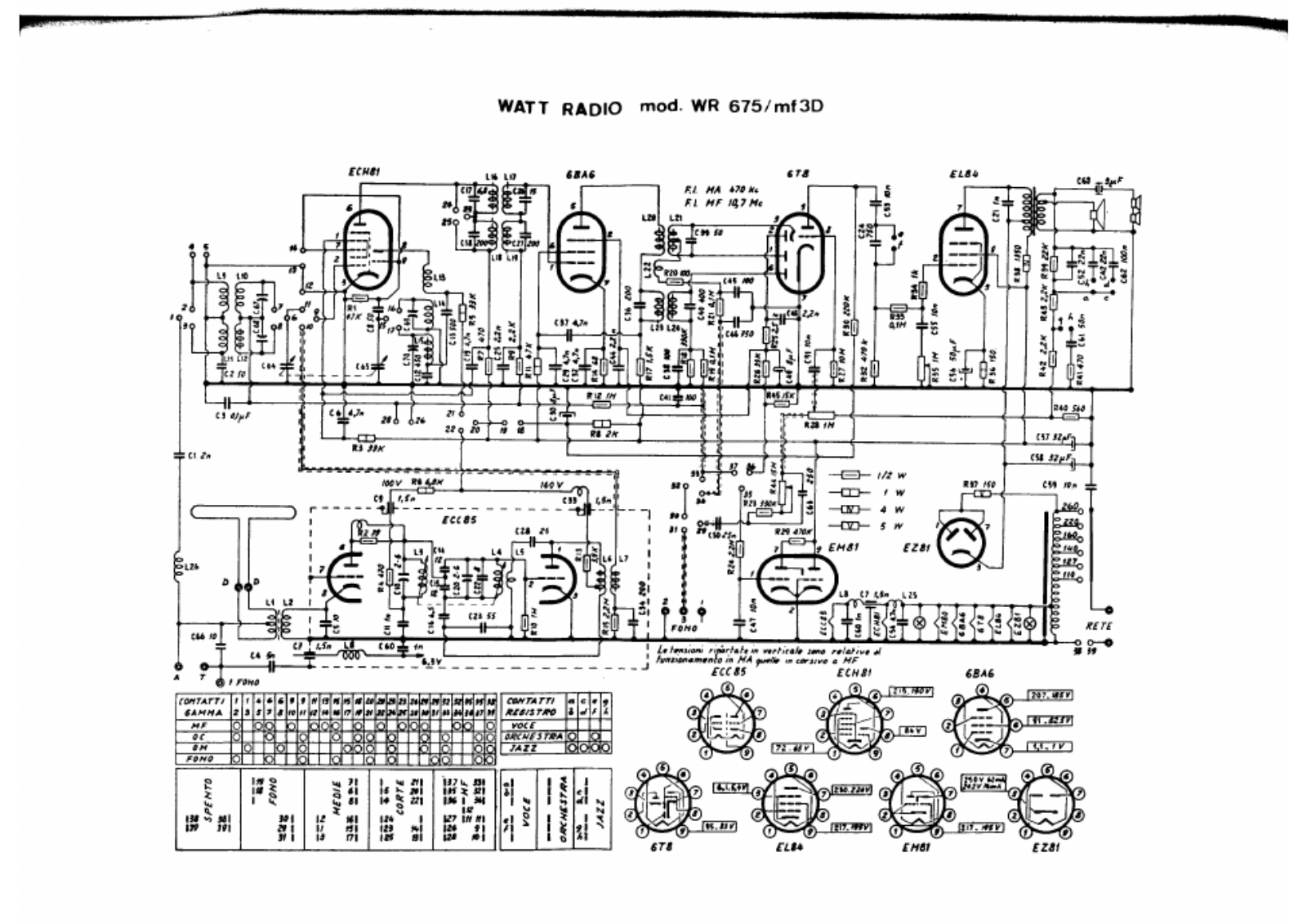 Watt Radio wr675, mf3d schematic