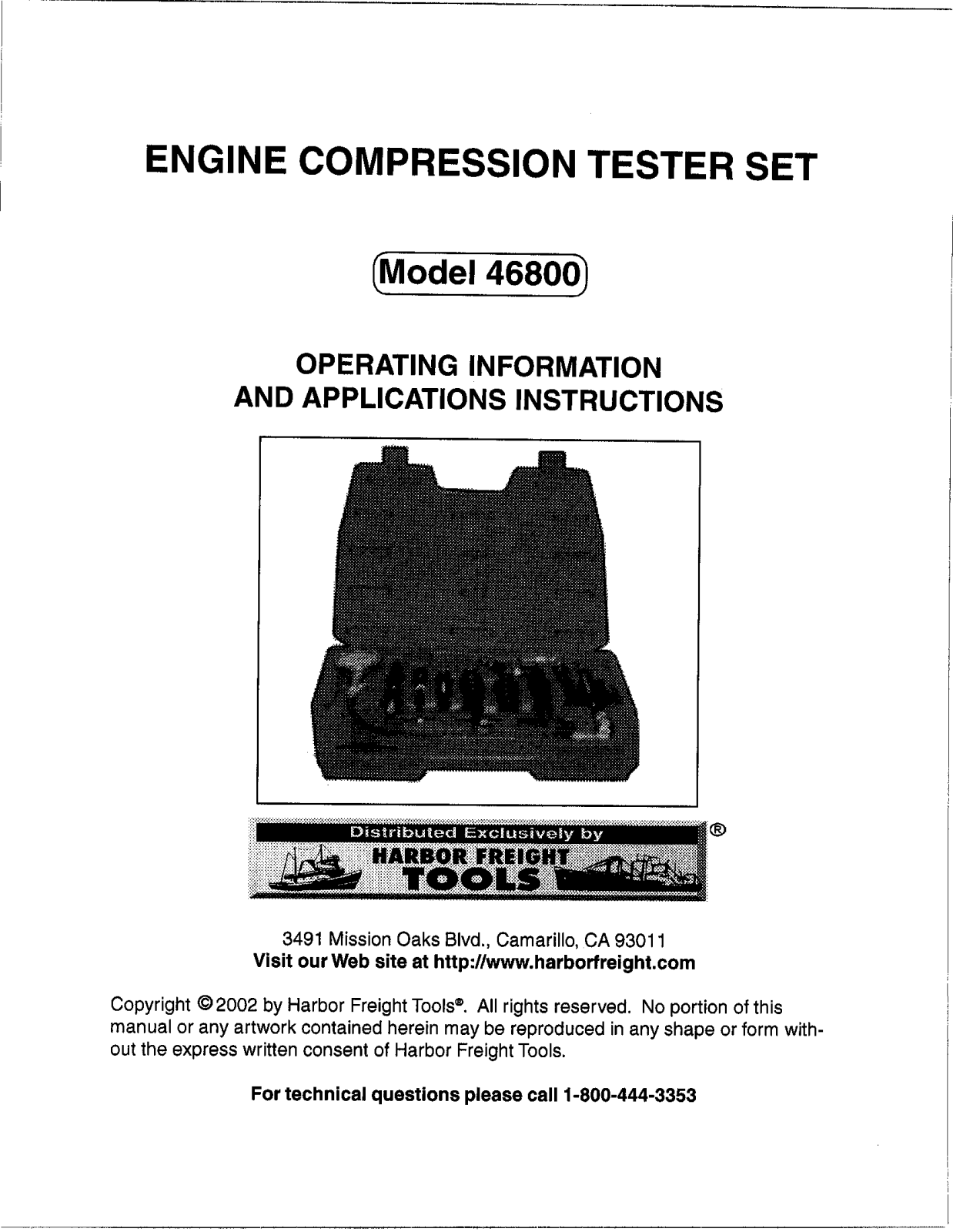 Harbor Freight Tools 46800 User Manual