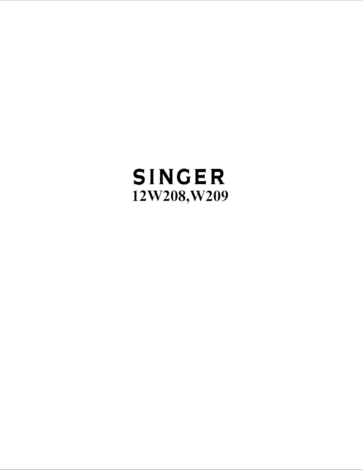 Singer 12W209, 12W208 User Manual