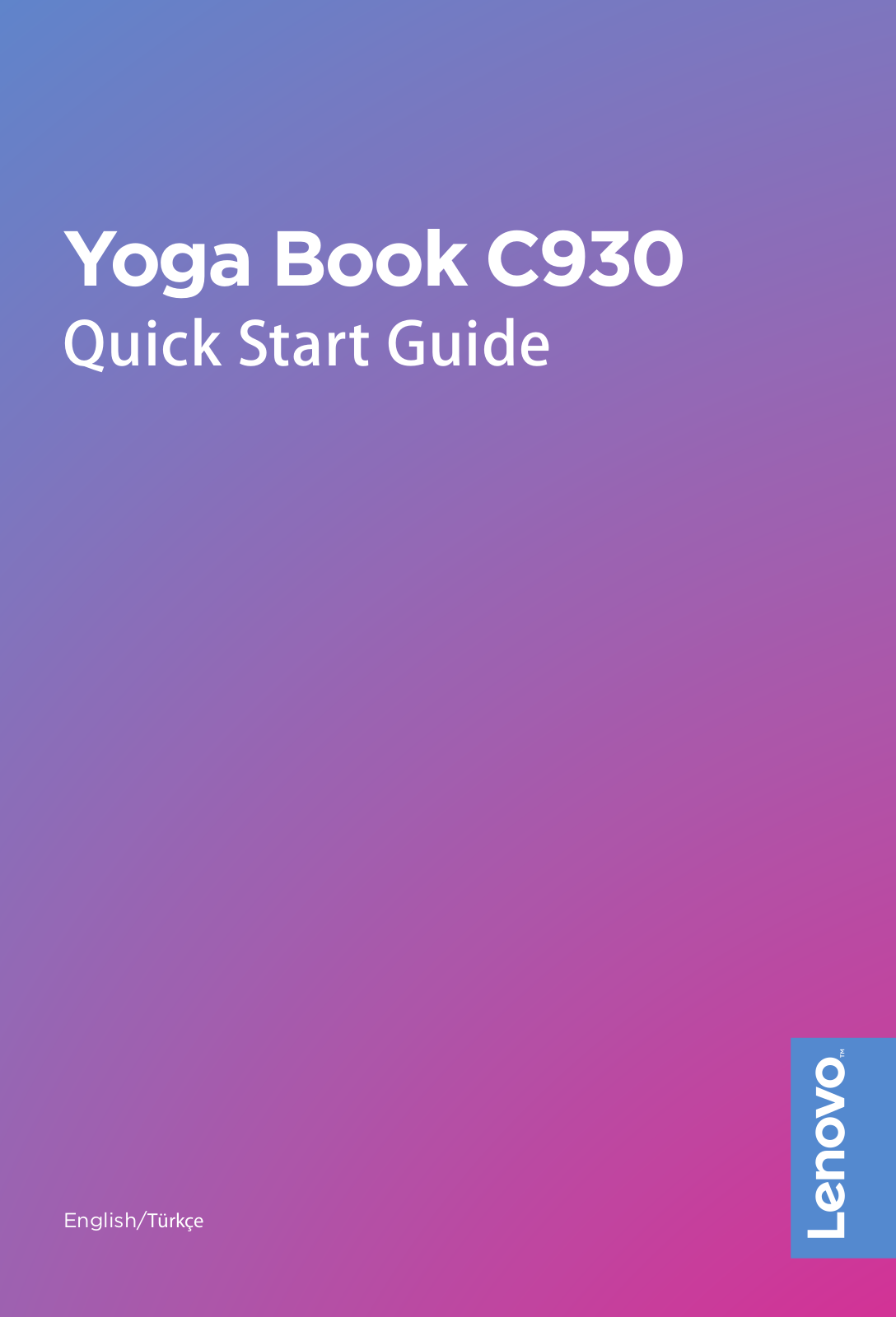 Lenovo Yoga Book C930 Quick Start Guide