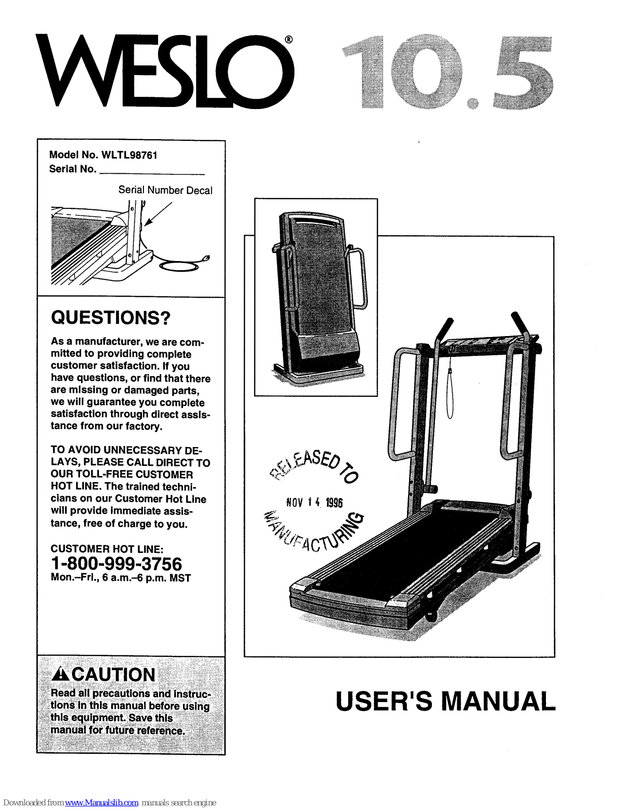 Weslo Cadence 10.5 User Manual