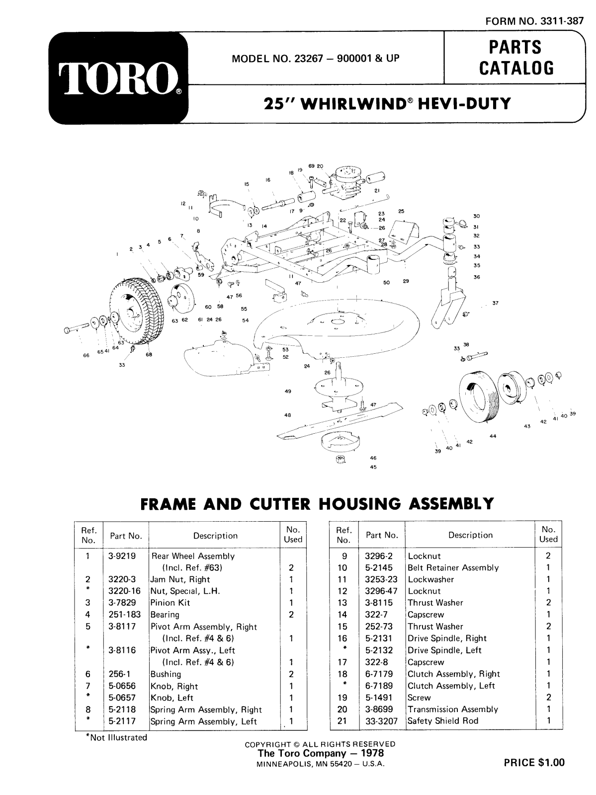 Toro 23267 Parts Catalogue