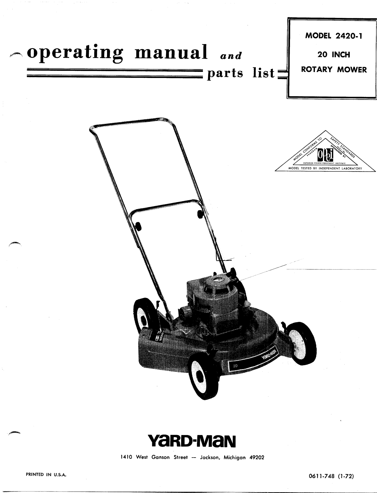 Yard-Man 2420-1 User Manual