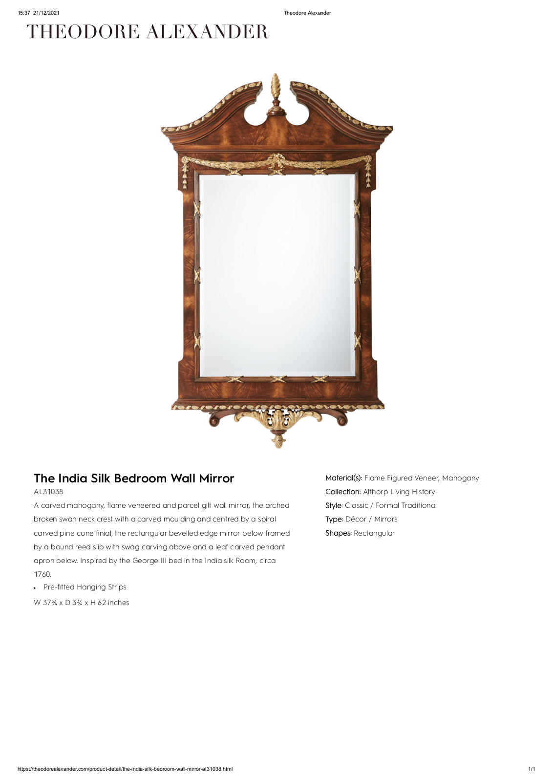 Theodore Alexander FPLJ1460 Specifications - ManualMachine.com