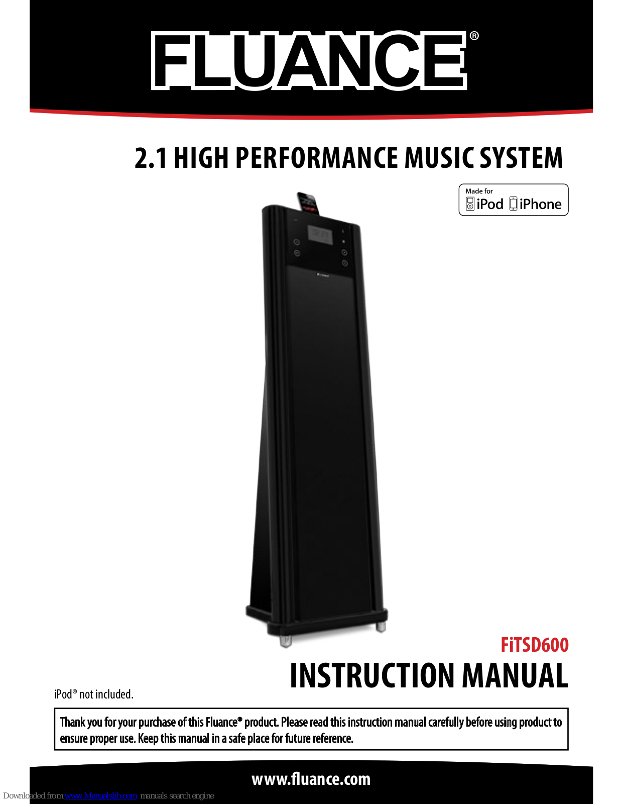 Fluance FiTSD600 Instruction Manual