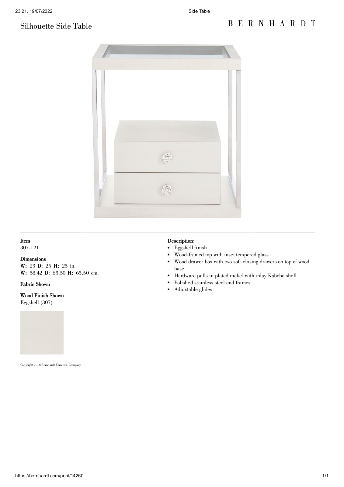 Bernhardt BHT13015 Specifications - ManualMachine.com