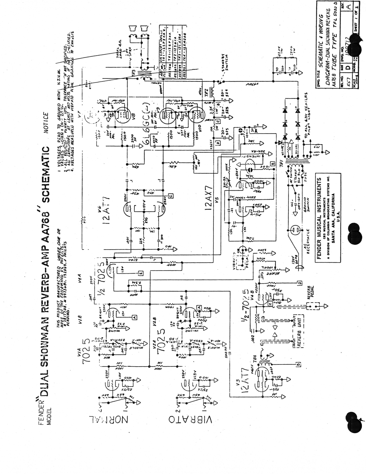 Fender Showman-AA768 Schematic