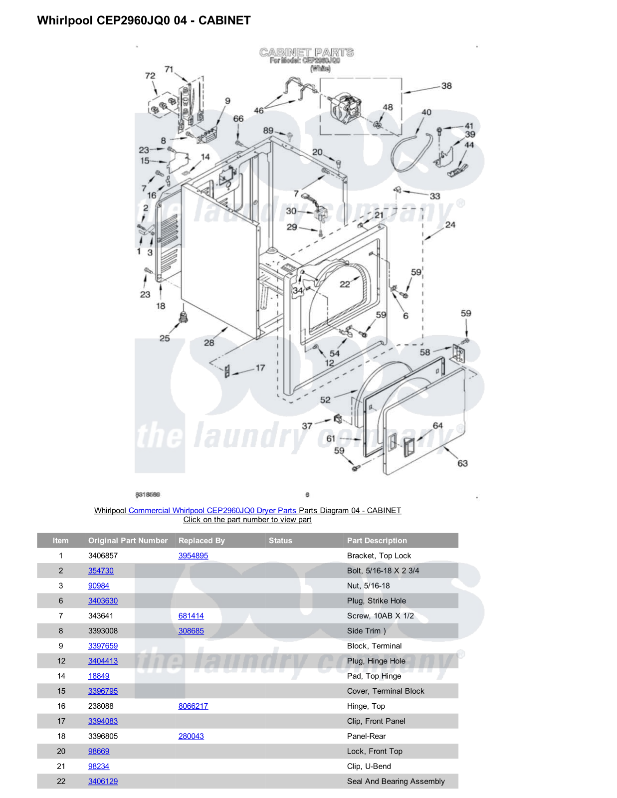 Whirlpool CEP2960JQ0 Parts Diagram