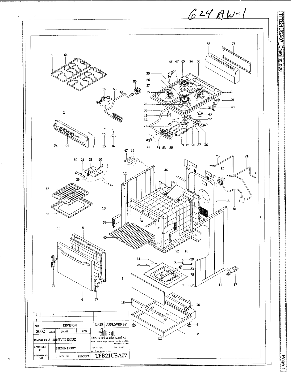 Avanti G24AW-1 Parts List