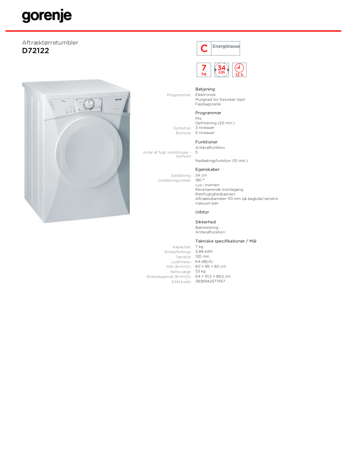 Gorenje D72122 BROCHURE