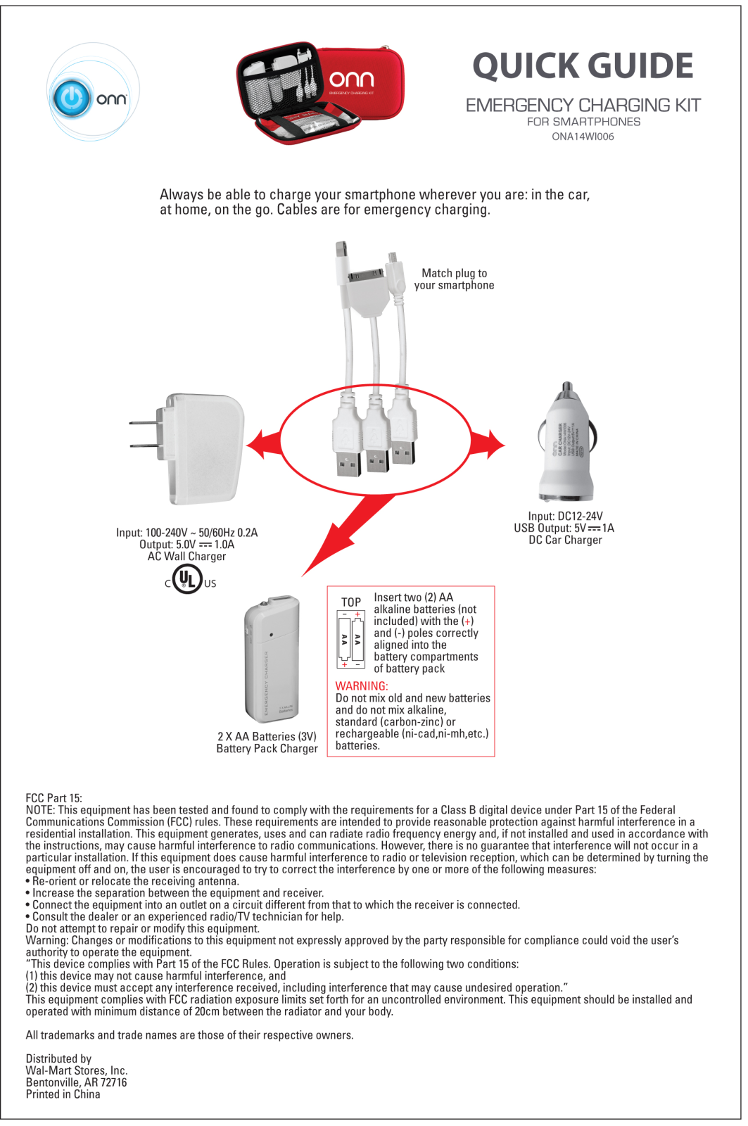 Onn ONA14WI006 User Manual