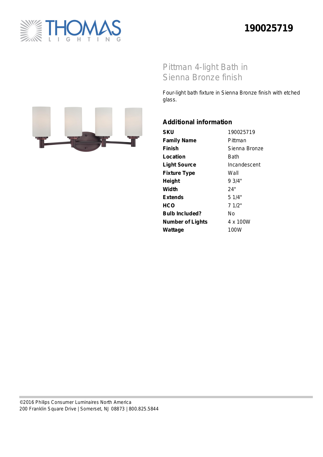 Thomas Lighting 19002BRONZE User Manual - ManualMachine.com