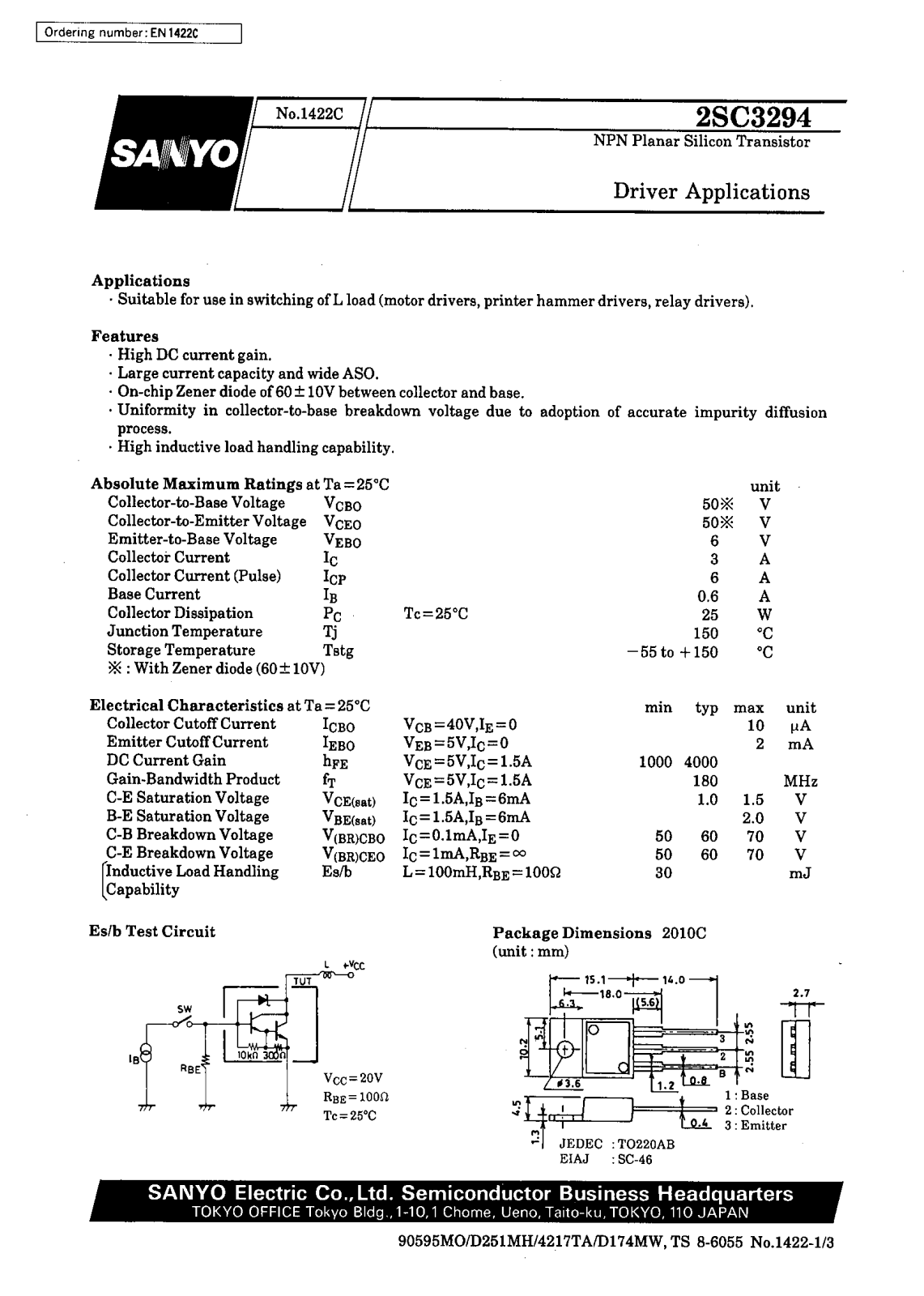 SANYO 2SC3294 Datasheet