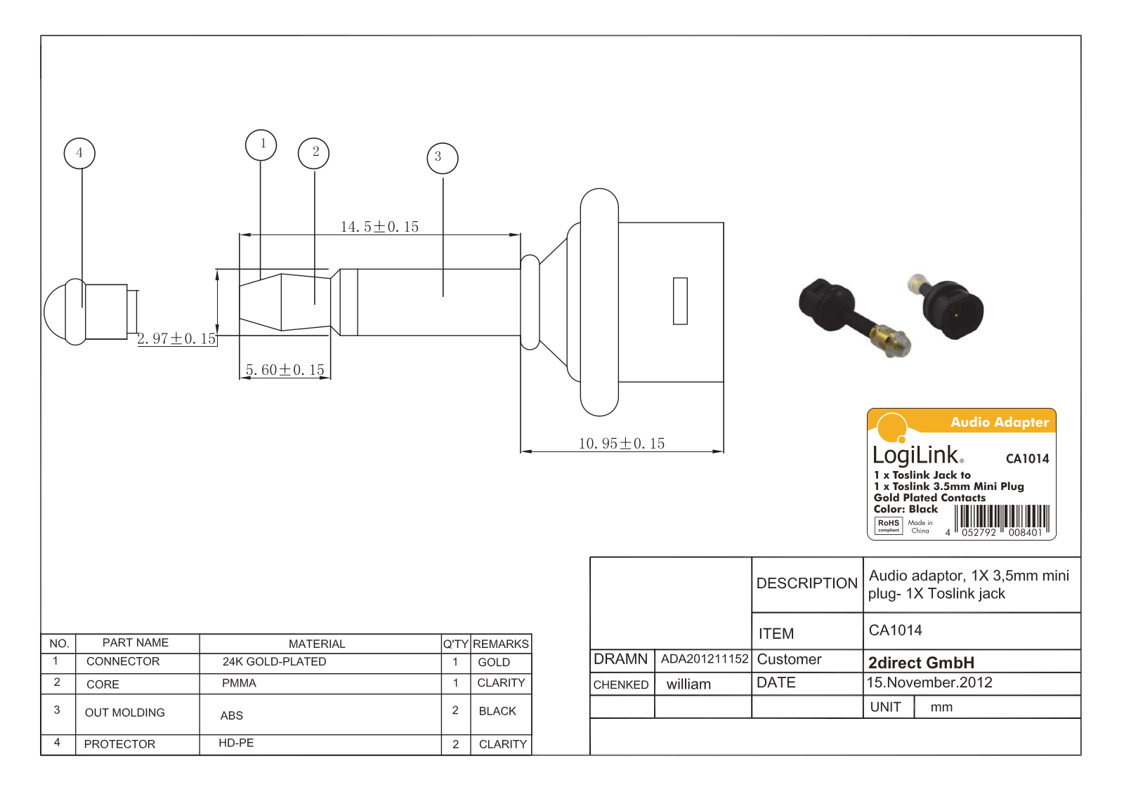 LOGILINK CA1014 Datasheet