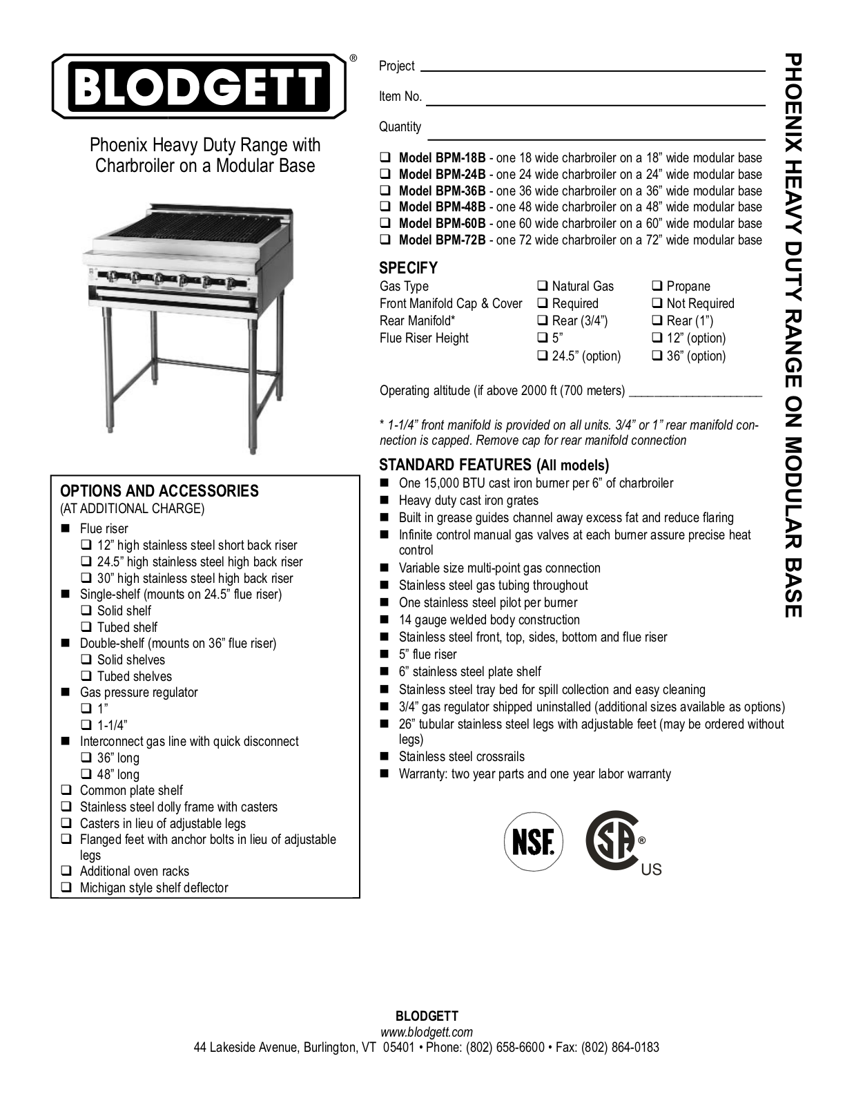 Blodgett BPM-24B, BPM-36B, BPM-48B, BPM-60B, BPM-72B General Manual