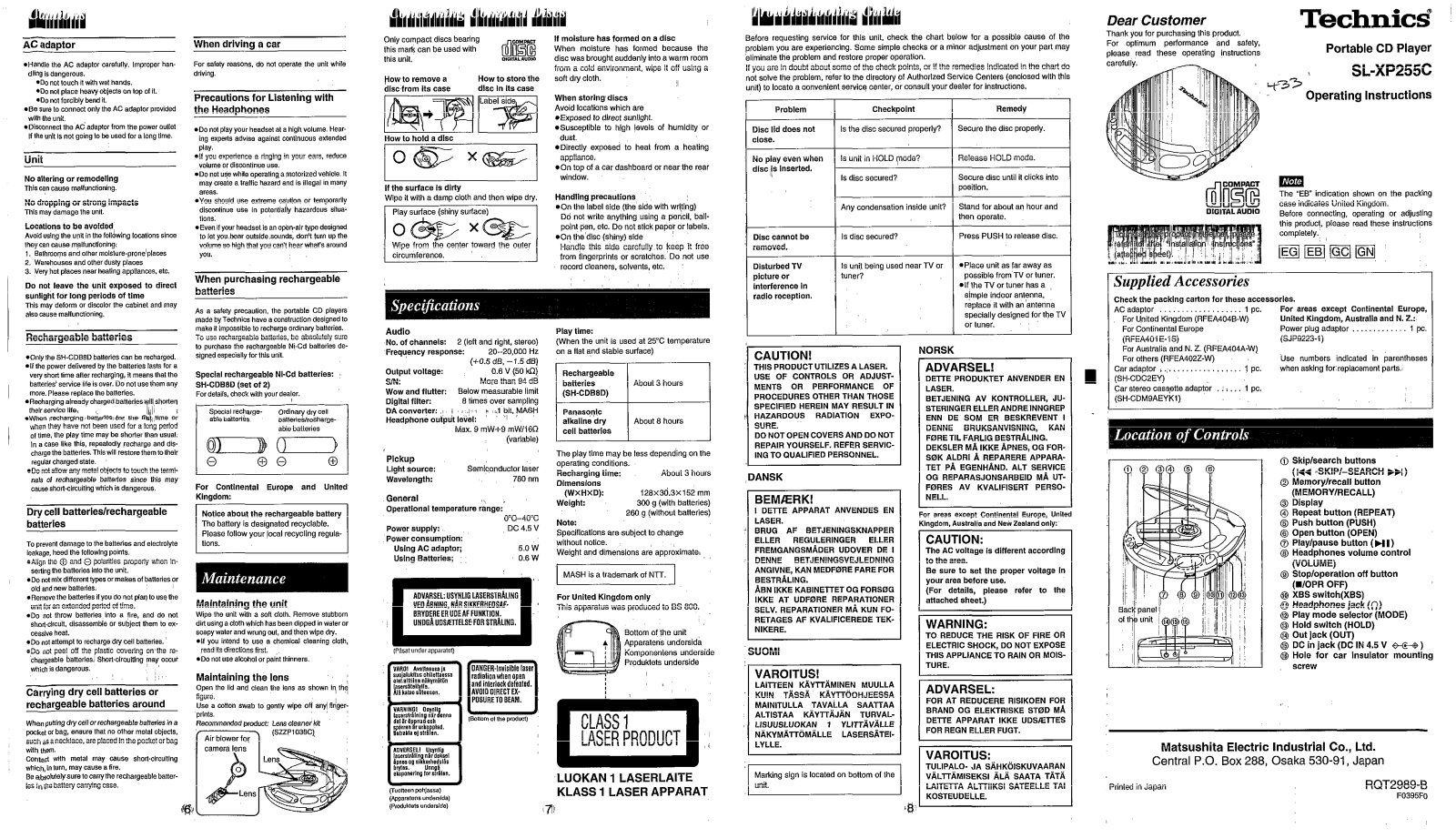 Panasonic SL-XP255C User Manual