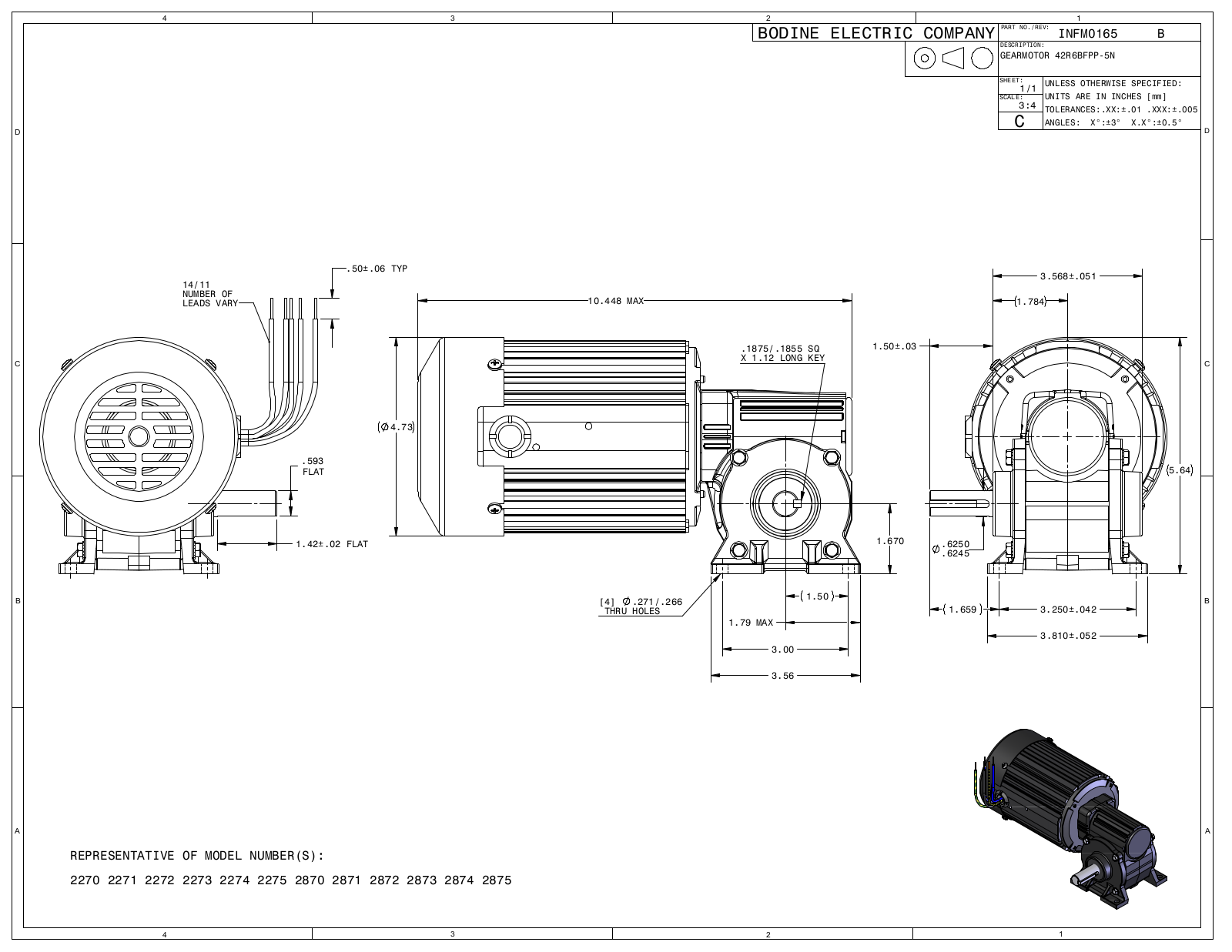 Bodine 2270, 2271, 2272, 2273, 2274 Reference Drawing