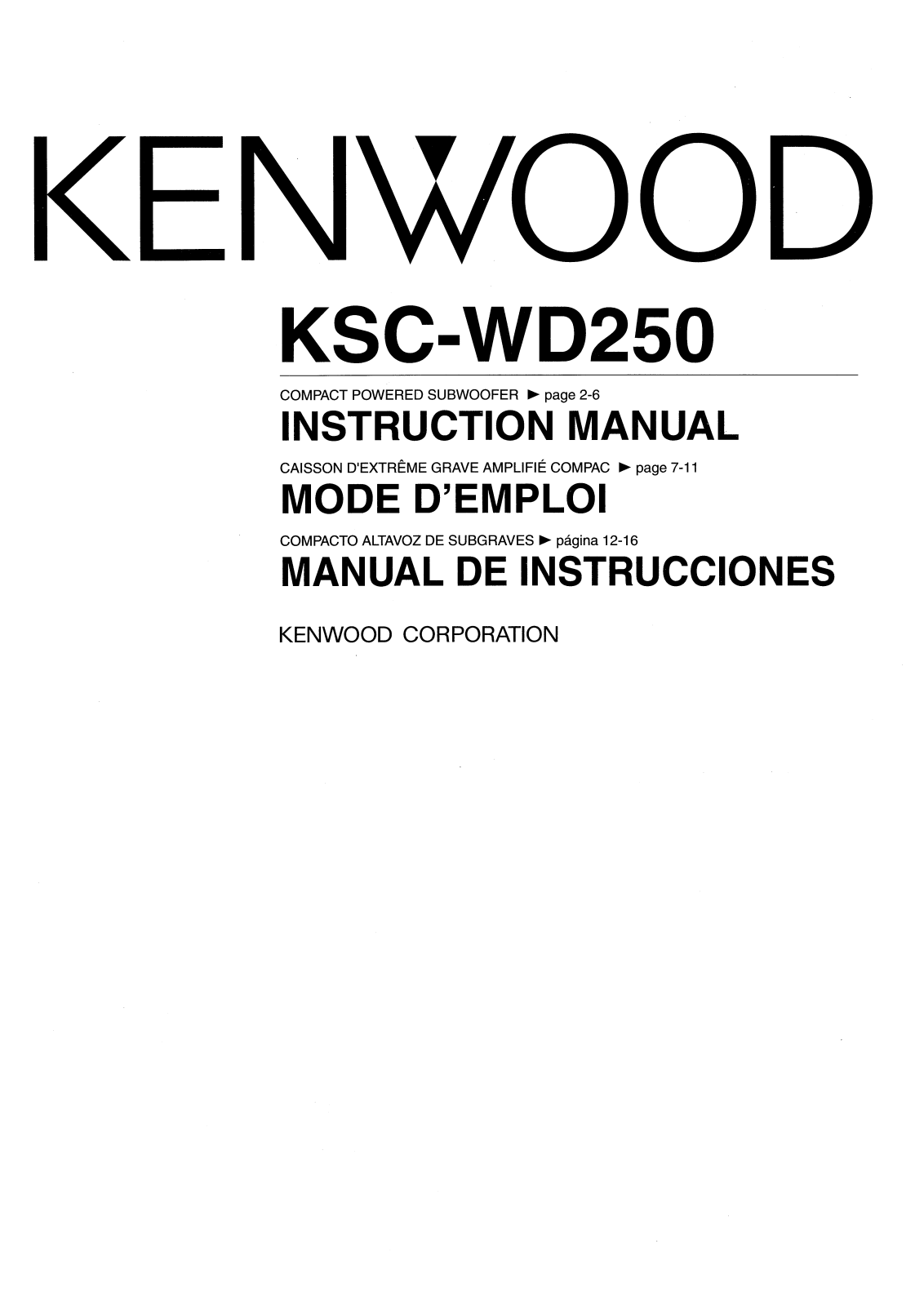 Kenwood KSC-WD250 User Manual