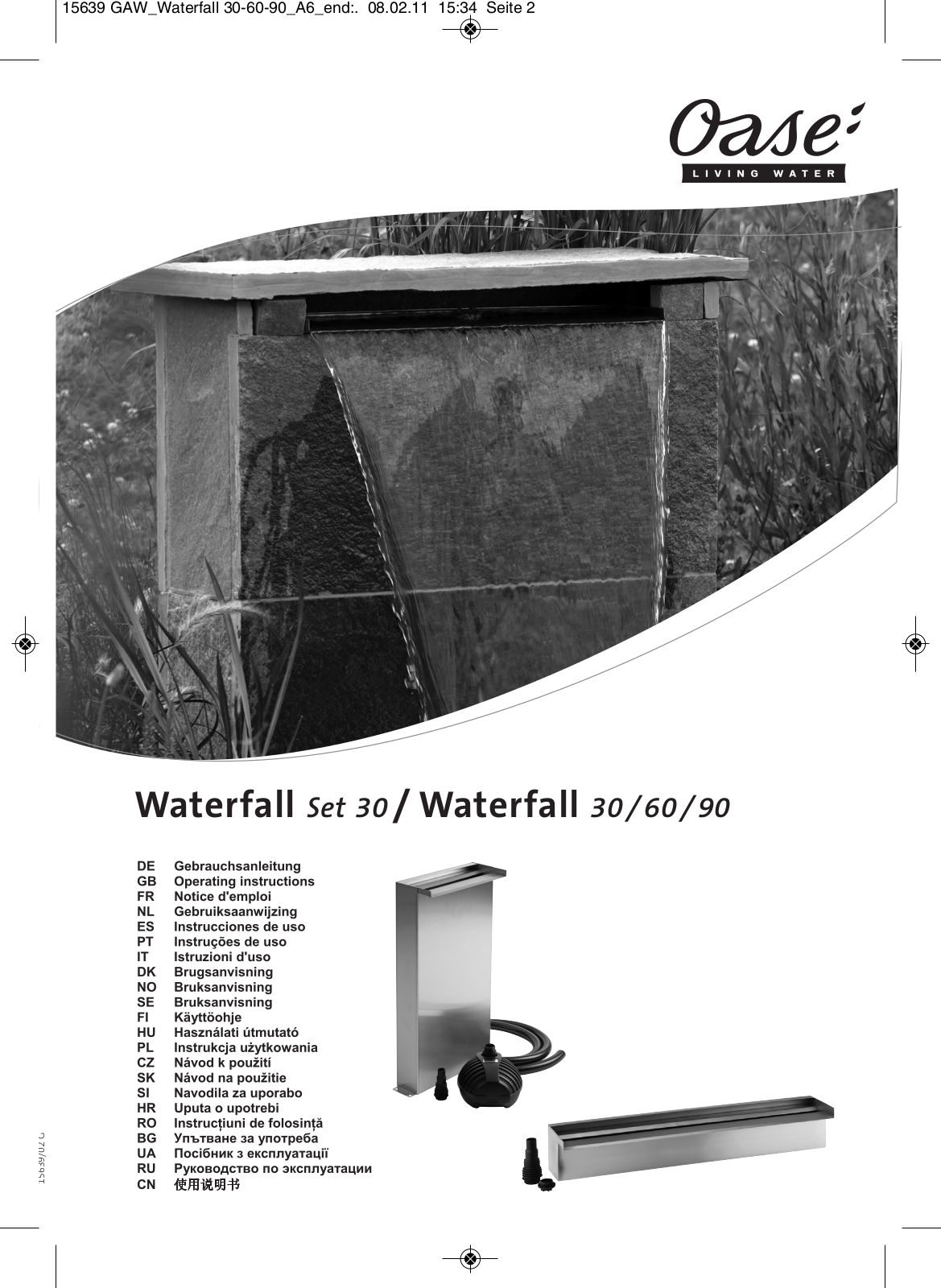 OASE Waterfall 60 operation manual