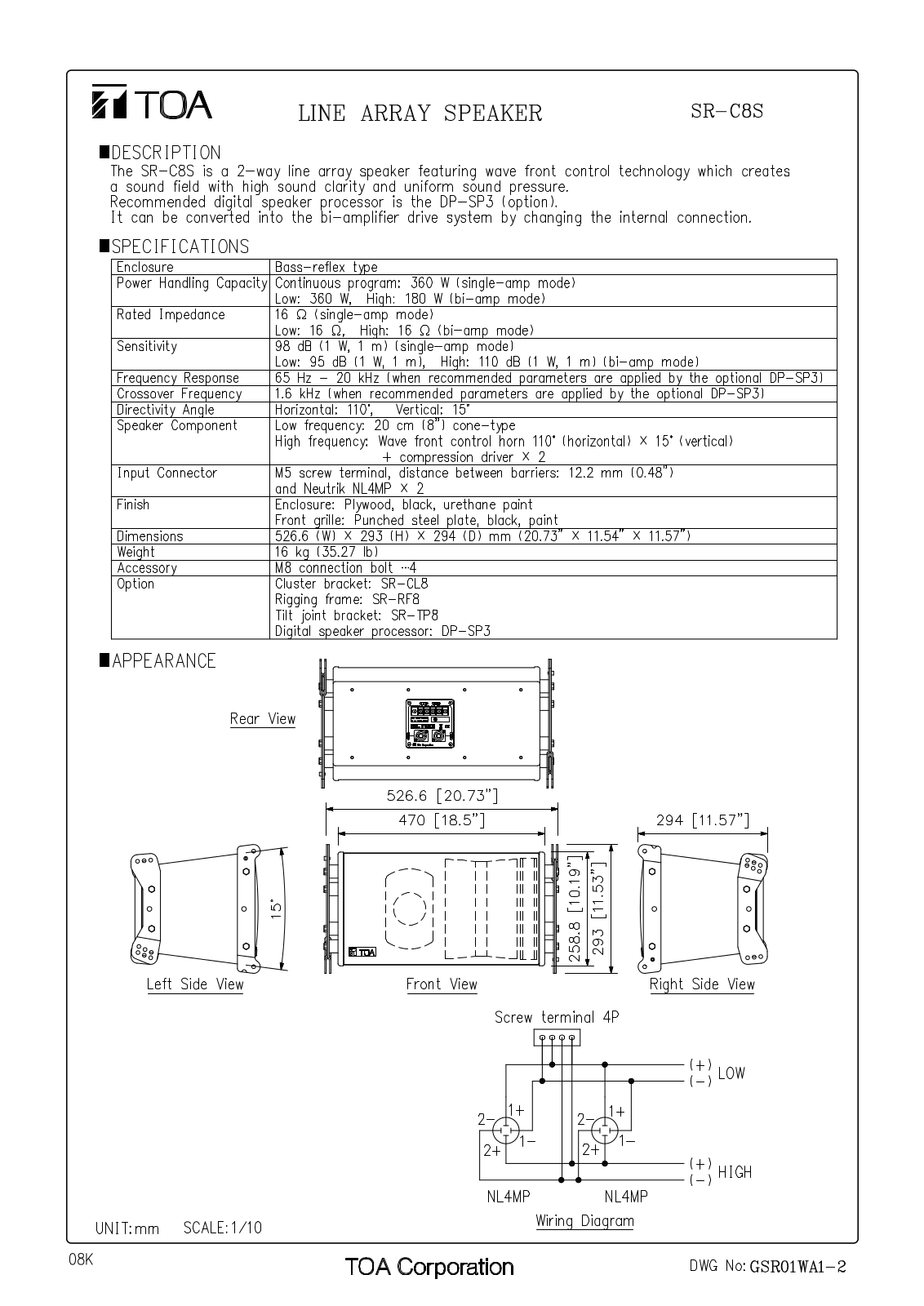 TOA SR-C8S User Manual